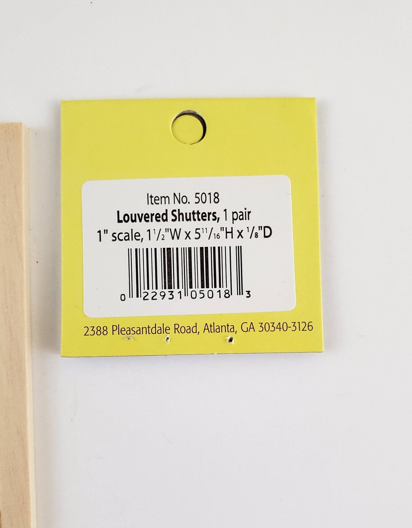 Dollhouse Miniature Shutters Louvered 1 Pair Wood 1:12 Scale 5 11/16" Houseworks #5018 - Miniature Crush