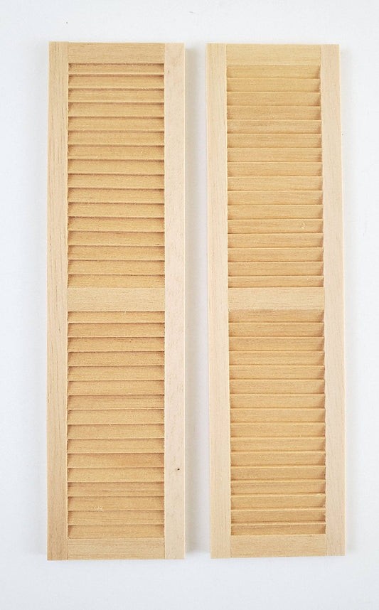 Dollhouse Miniature Shutters Louvered 1 Pair Wood 1:12 Scale 5 11/16" Houseworks #5018 - Miniature Crush