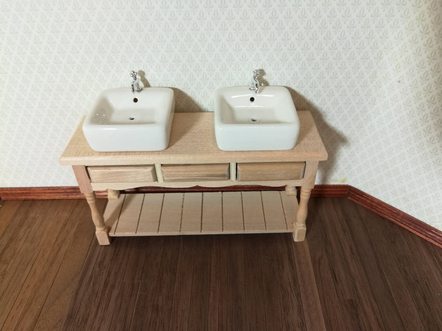 Dollhouse Miniature Sink Top Square White for Kitchen or Bathroom Ceramic 1:12 Scale - Miniature Crush