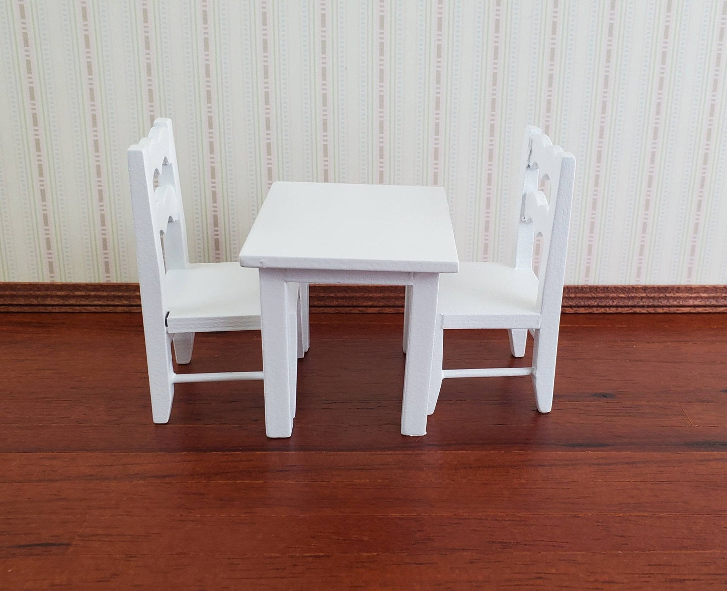 Dollhouse Miniature Small Table & Chairs Set Child Size 1:12 Scale Furniture - Miniature Crush