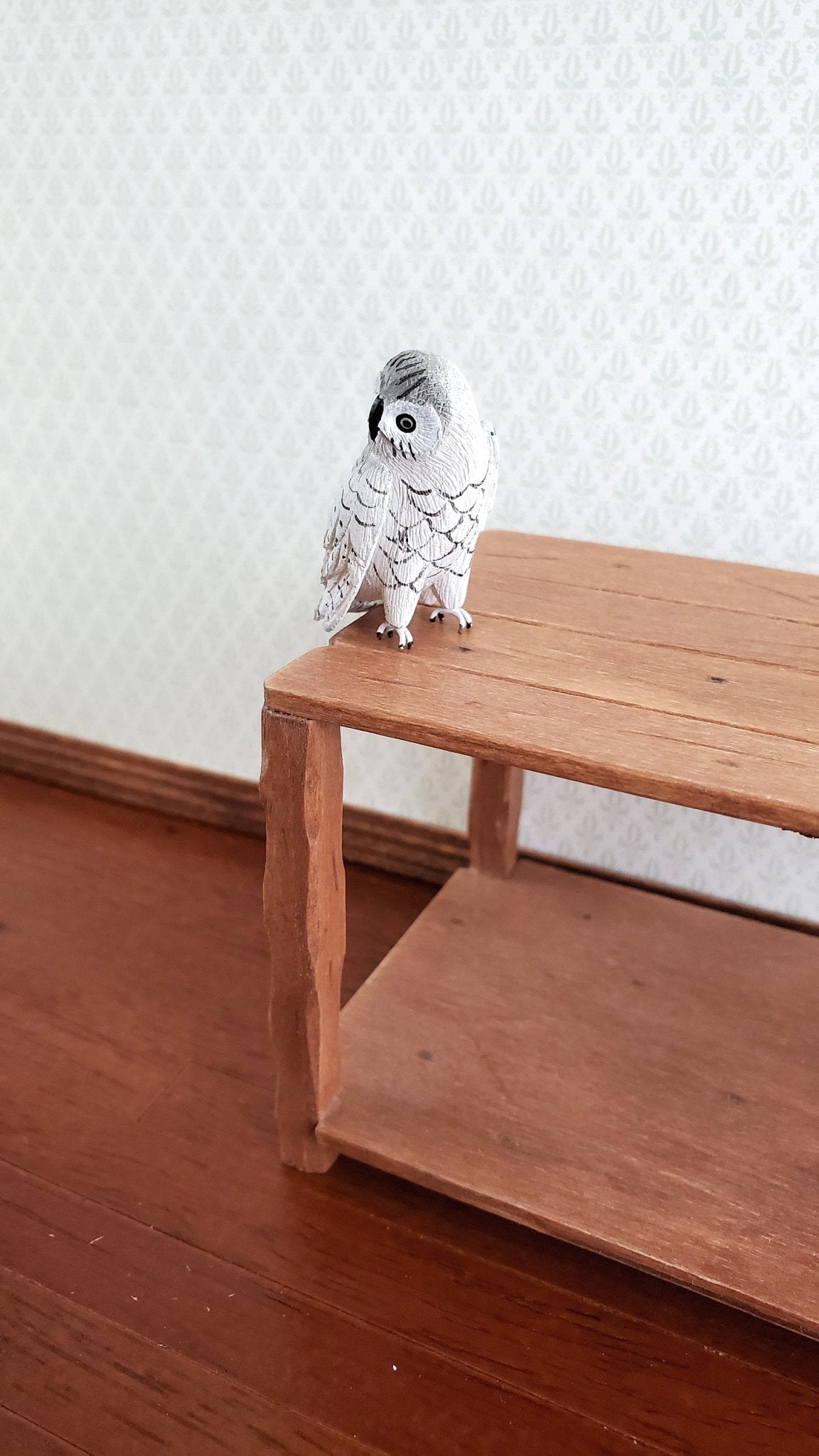 Dollhouse Miniature Snowy Owl Large Resin 1:12 Scale Bird 1 1/2" tall - Miniature Crush