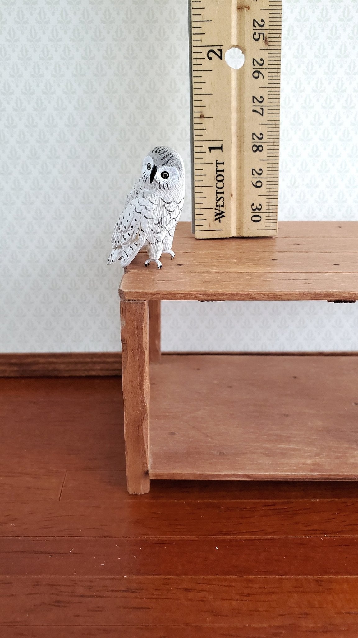 Dollhouse Miniature Snowy Owl Large Resin 1:12 Scale Bird 1 1/2" tall - Miniature Crush