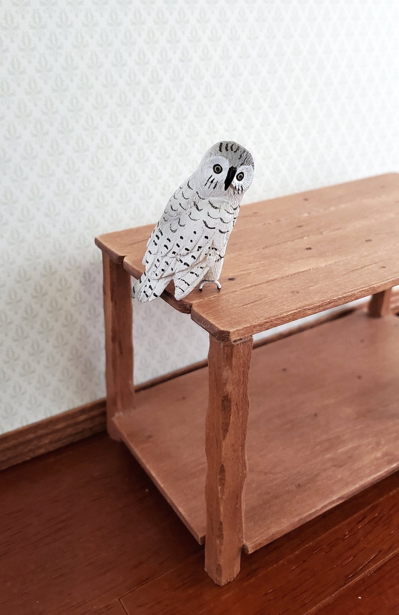 Dollhouse Miniature Snowy Owl Large Resin 1:12 Scale Bird 1 1/2" tall - Miniature Crush