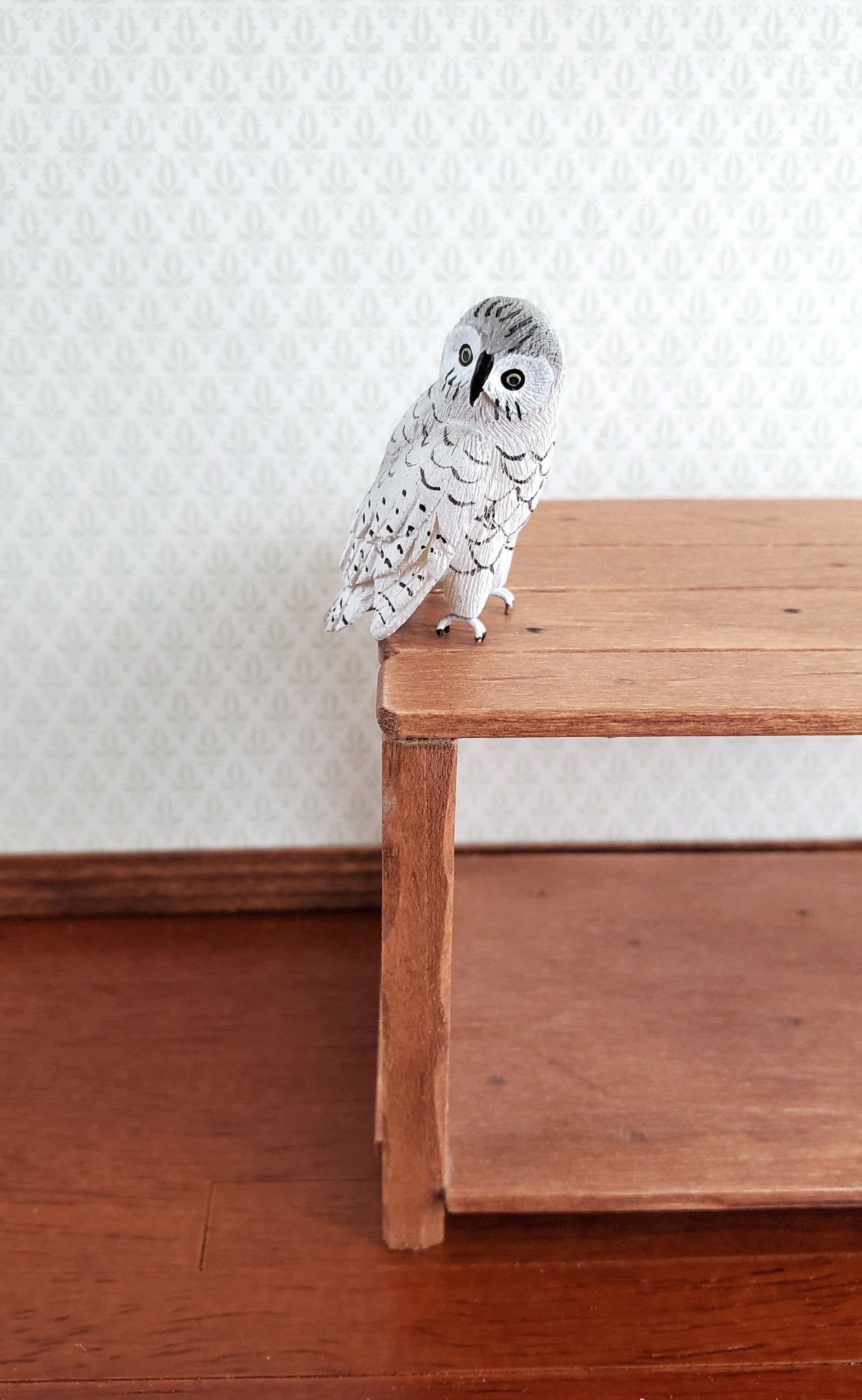 Dollhouse Miniature Snowy Owl Large Resin 1:12 Scale Bird 1 1/2" tall - Miniature Crush
