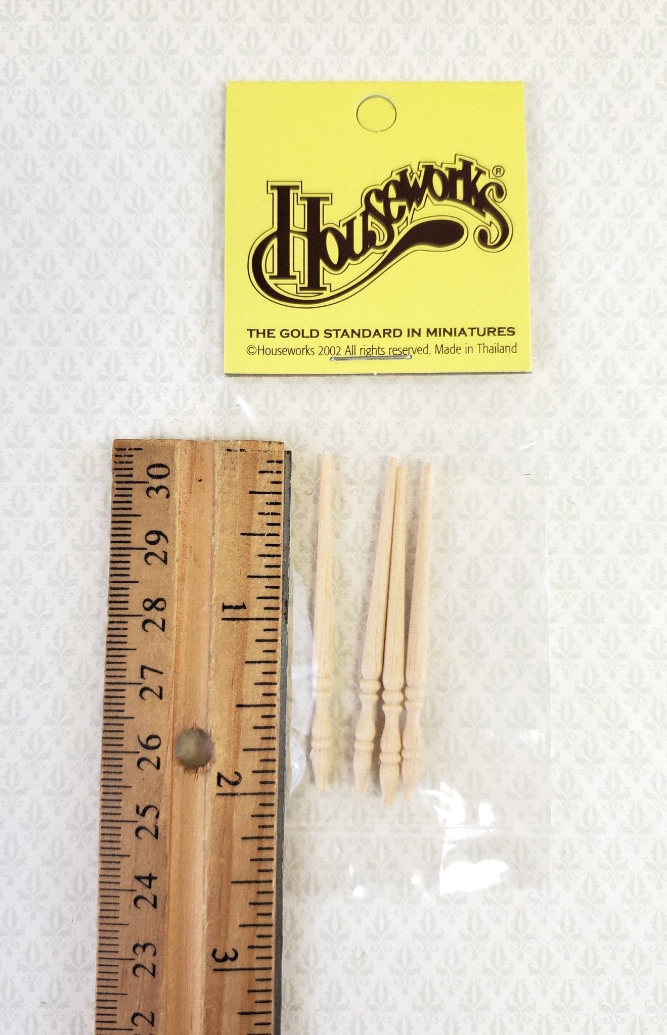 Dollhouse Miniature Spindles Furniture Legs or Posts Wood 4 Pieces 1:12 Scale 2" HW12014 - Miniature Crush
