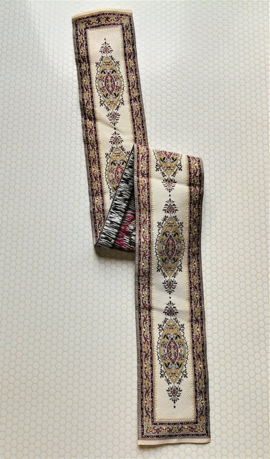 Dollhouse Miniature Stair Runner Beige & Maroon Rug Carpet 1:12 Scale 19" x 2" - Miniature Crush