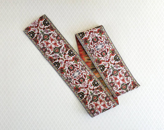 Dollhouse Miniature Stair Runner Red Cream Olive Green Carpet Rug 1:12 Scale - Miniature Crush