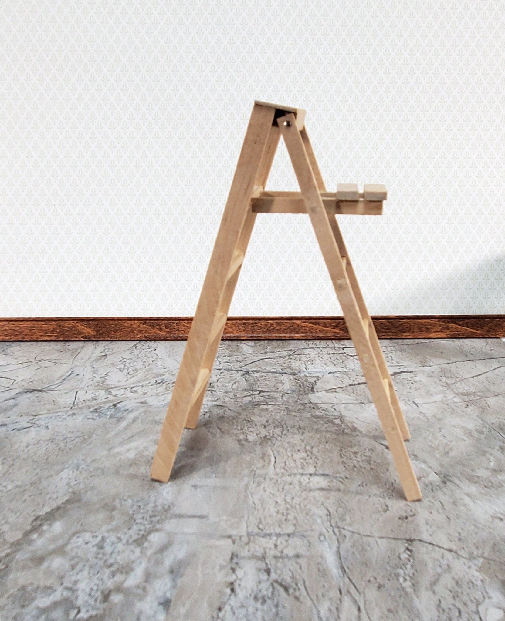 Dollhouse Miniature Step Ladder Tall Wood Folds DIY 1:12 Scale Unpainted Wood - Miniature Crush