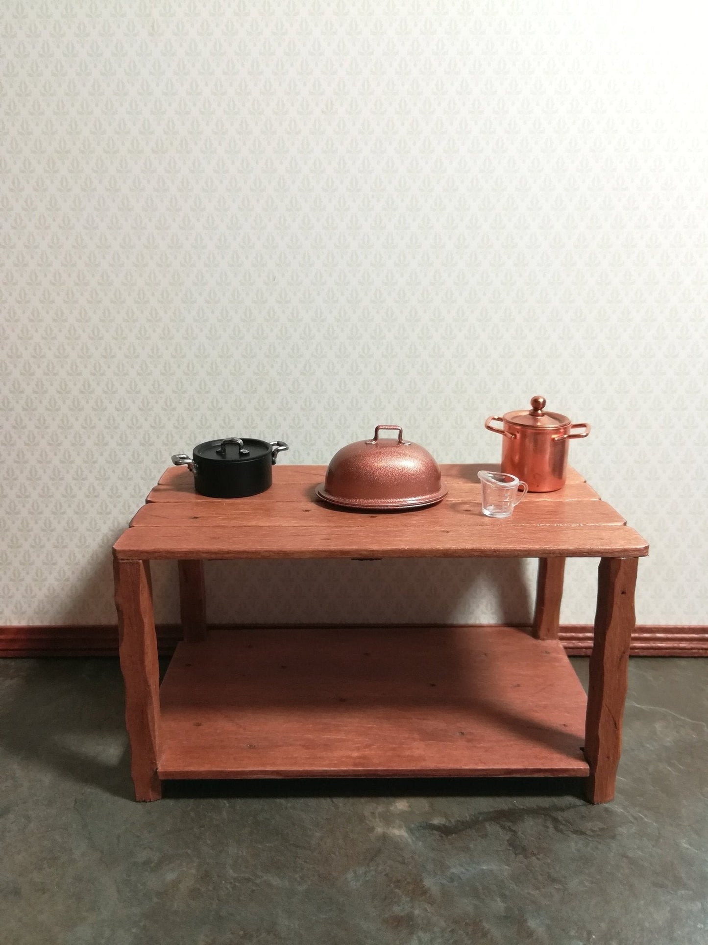 Dollhouse Miniature Stock Soup Pot Large Copper with Removable Lid 1:12 Scale - Miniature Crush