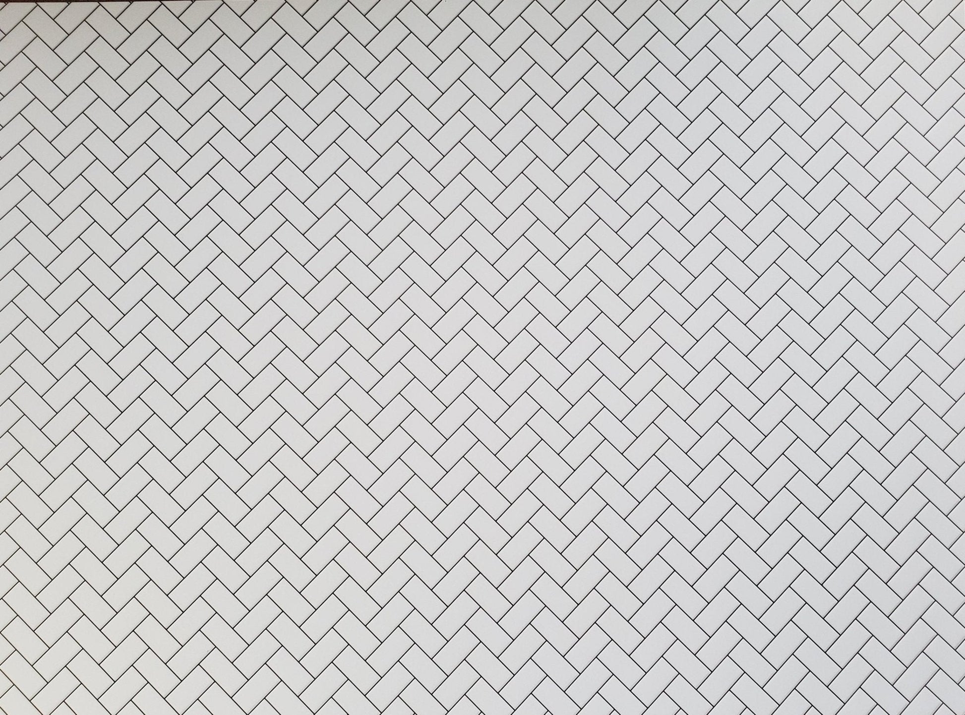 Dollhouse Miniature Subway Tile Herringbone White Embossed Glossy Card 1:12 Scale Dark Grout - Miniature Crush