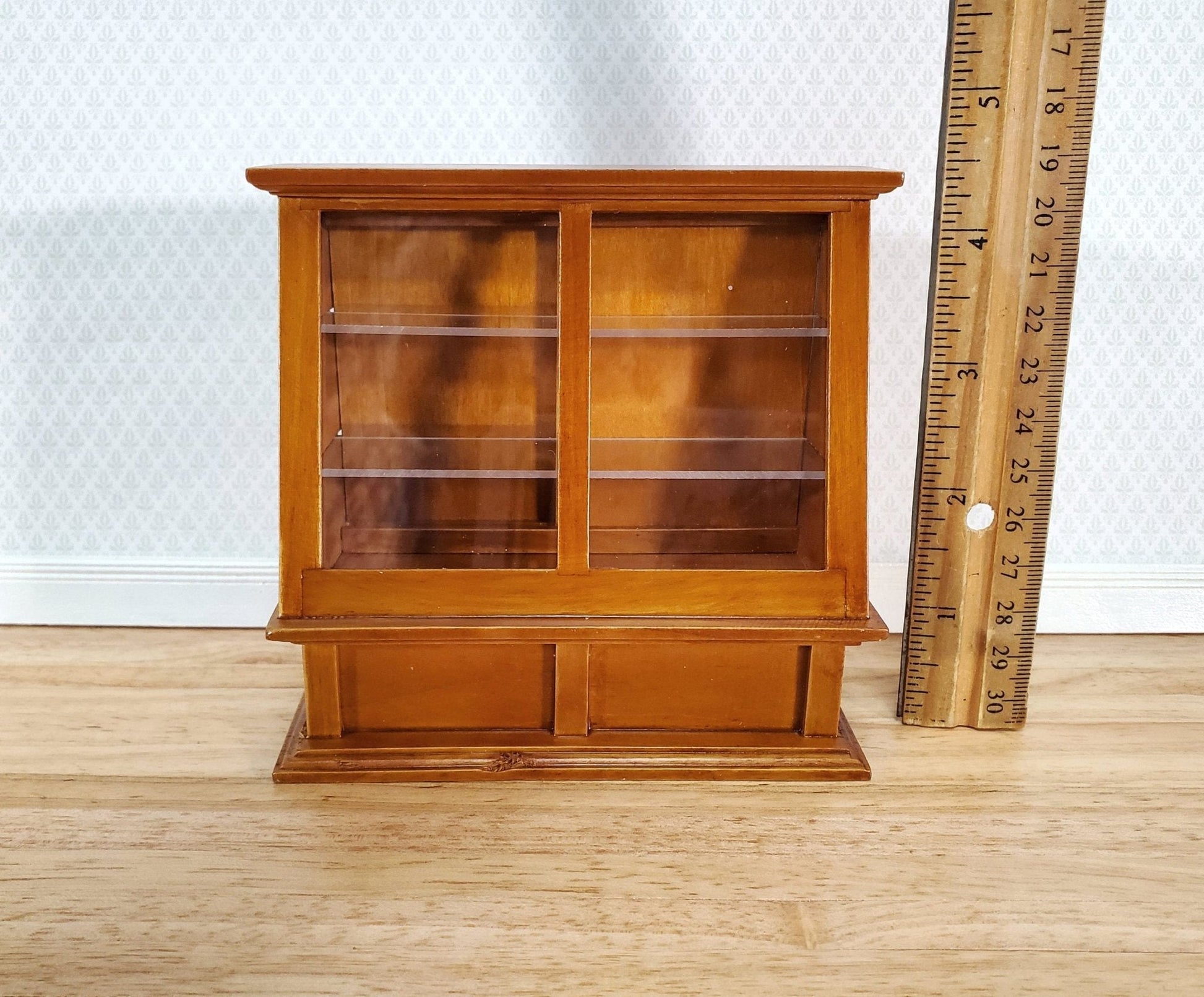 Dollhouse Miniature Tall Display Counter Cabinet for Bakery or Shop 1:12 Scale Furniture in Walnut - Miniature Crush