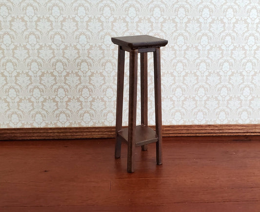 Dollhouse Miniature Tall Fern or Plant Stand Wood Walnut Finish 1:12 Scale Furniture - Miniature Crush