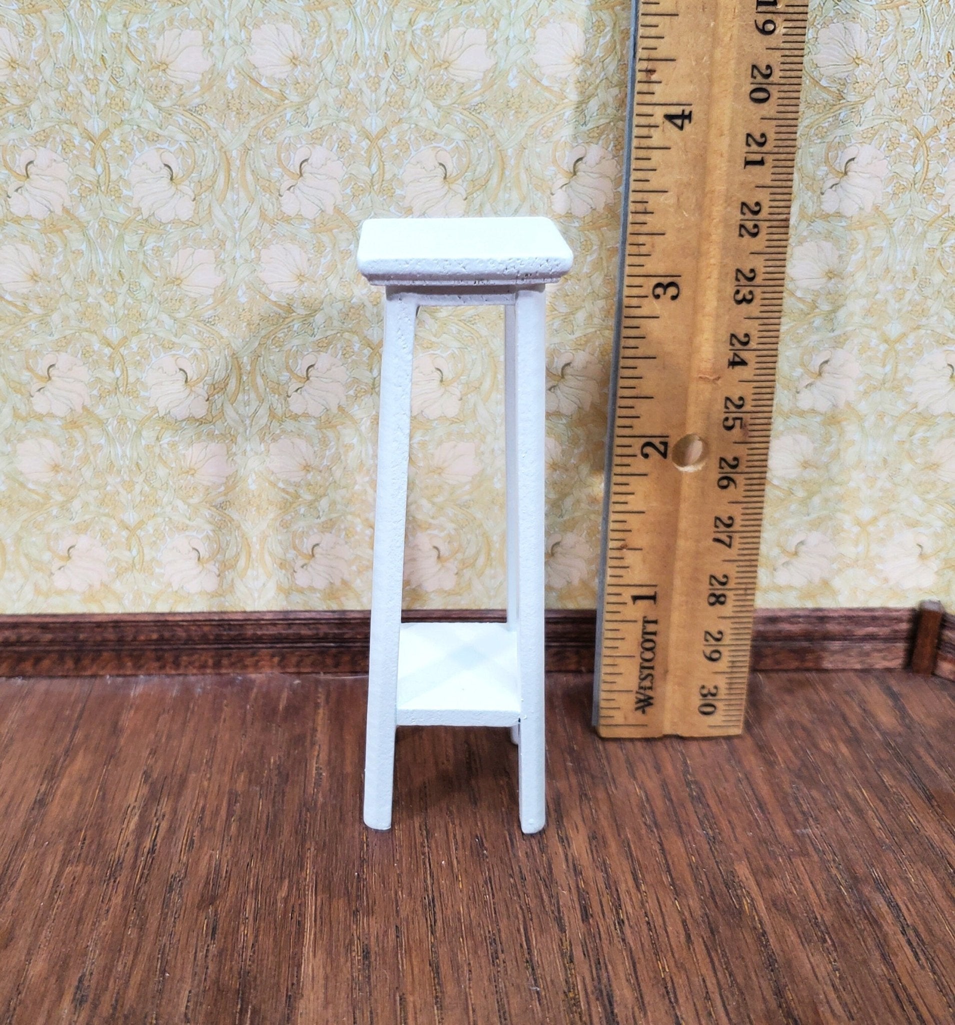 Dollhouse Miniature Tall Fern or Plant Stand Wood White 1:12 Scale Furniture - Miniature Crush