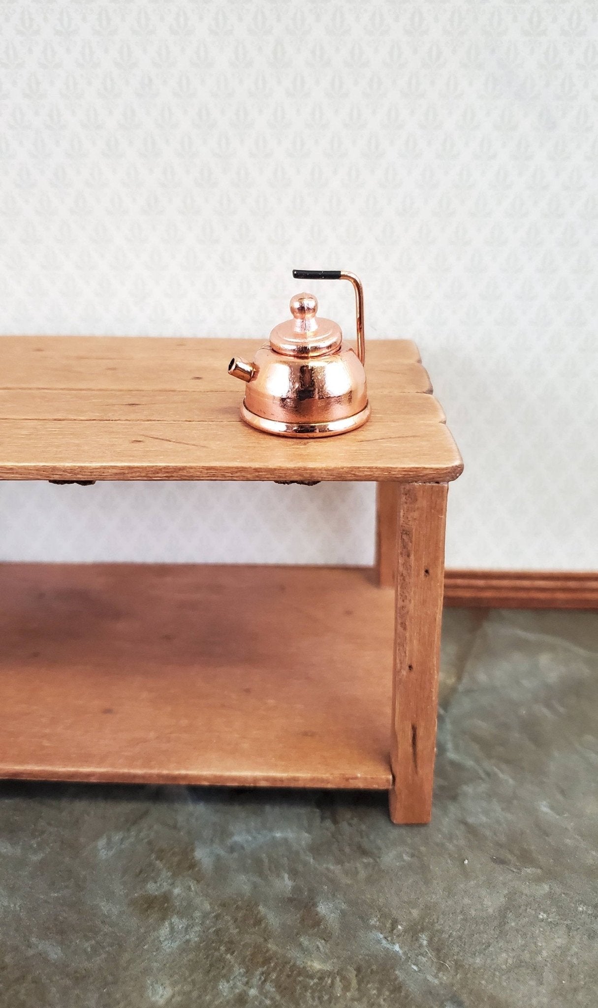 Dollhouse Miniature Teapot Tea Kettle Modern Copper 1:12 Scale Kitchen Accessories - Miniature Crush
