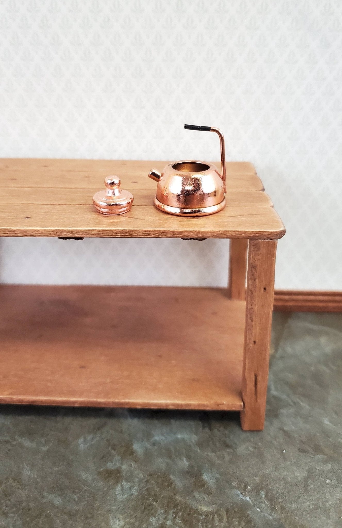 Dollhouse Miniature Teapot Tea Kettle Modern Copper 1:12 Scale Kitchen Accessories - Miniature Crush