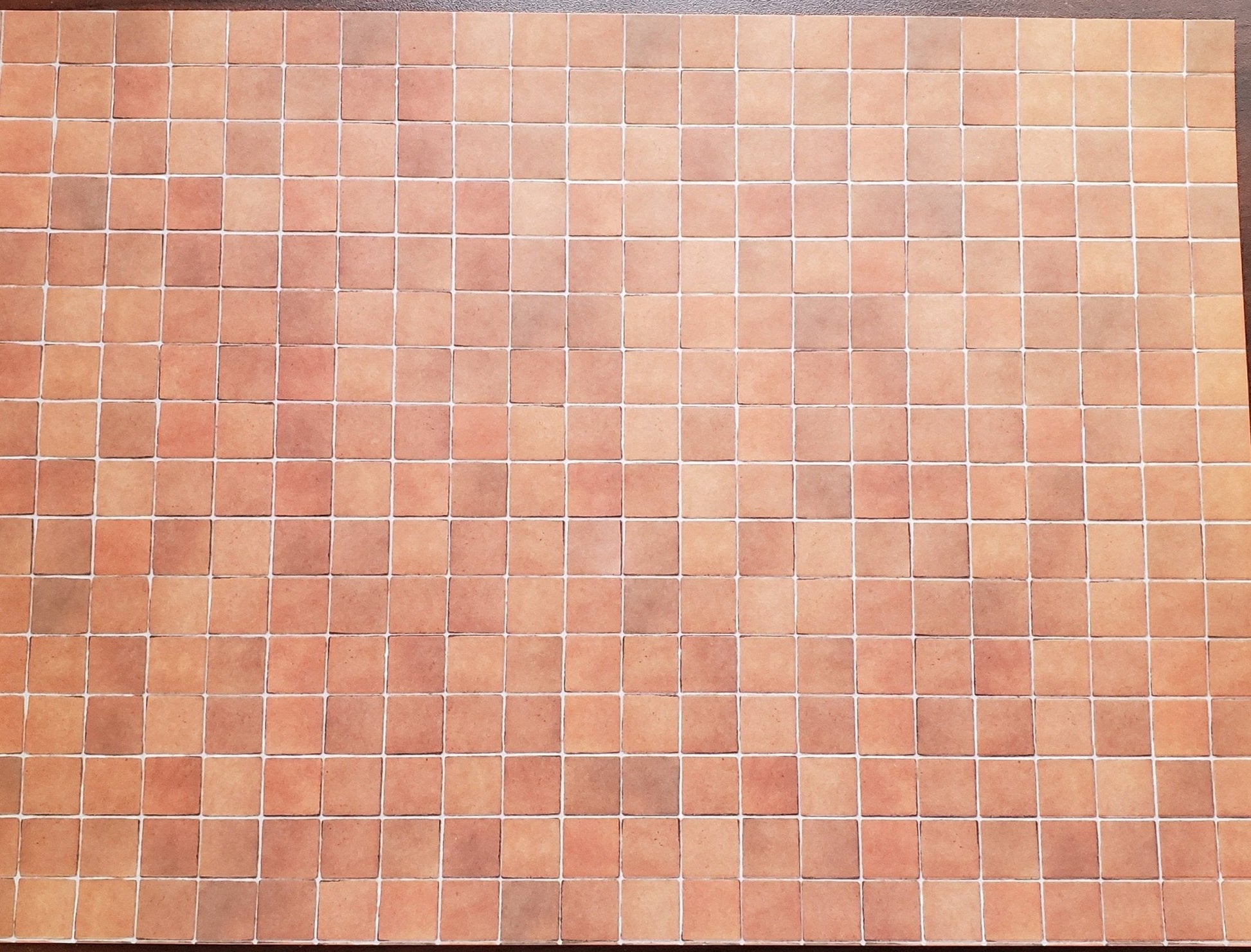 Dollhouse Miniature Terra Cotta Tile Square Embossed Card 1:12 Scale Flooring - Miniature Crush