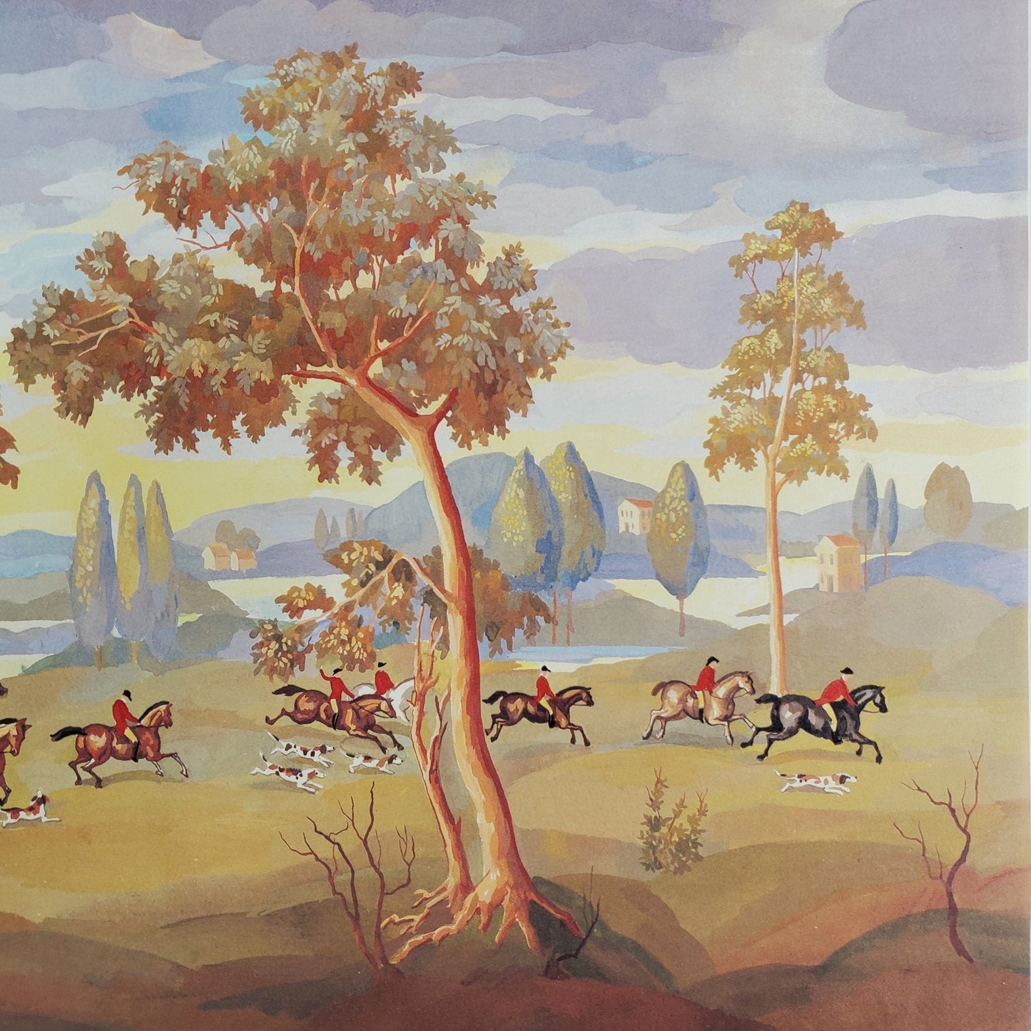 Dollhouse Miniature The Hunt Mural by Natasha MiniGraphics Wallpaper 1:12 Scale Horses & Dogs - Miniature Crush