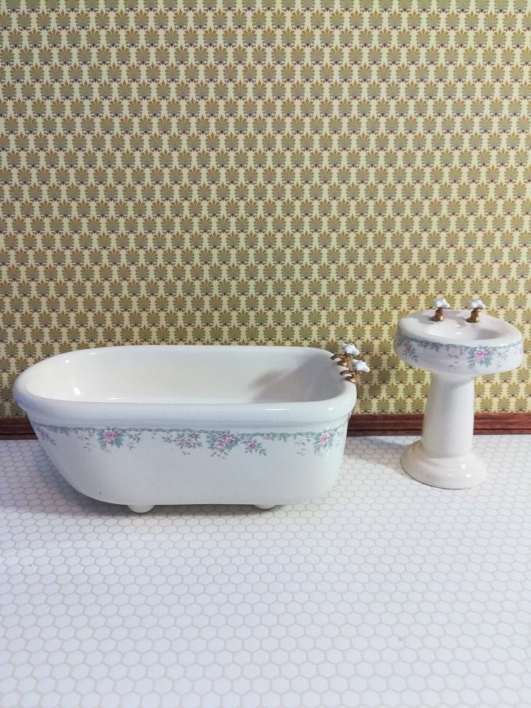 Dollhouse Miniature Tile Flooring Faux White Hexagon Textured 1:12 Scale for Kitchen or Bathroom - Miniature Crush