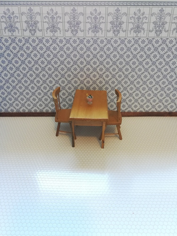 Dollhouse Miniature Tile Flooring Faux White Hexagon Textured 1:12 Scale for Kitchen or Bathroom - Miniature Crush