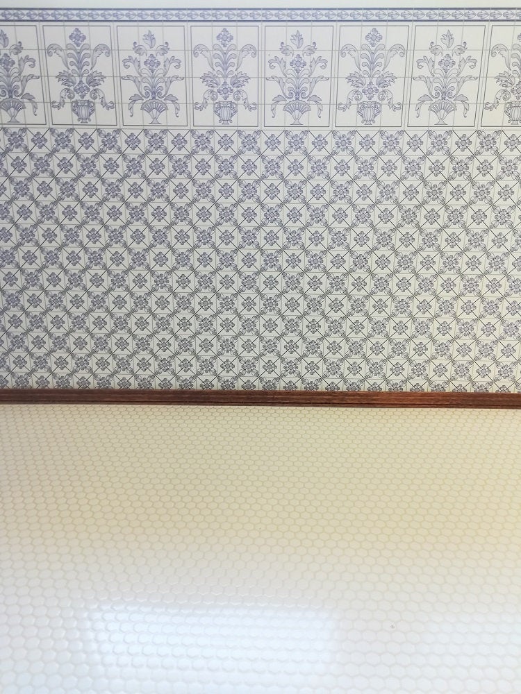 Dollhouse Miniature Tile Flooring Faux White Hexagon Textured 1:12 Scale for Kitchen or Bathroom - Miniature Crush