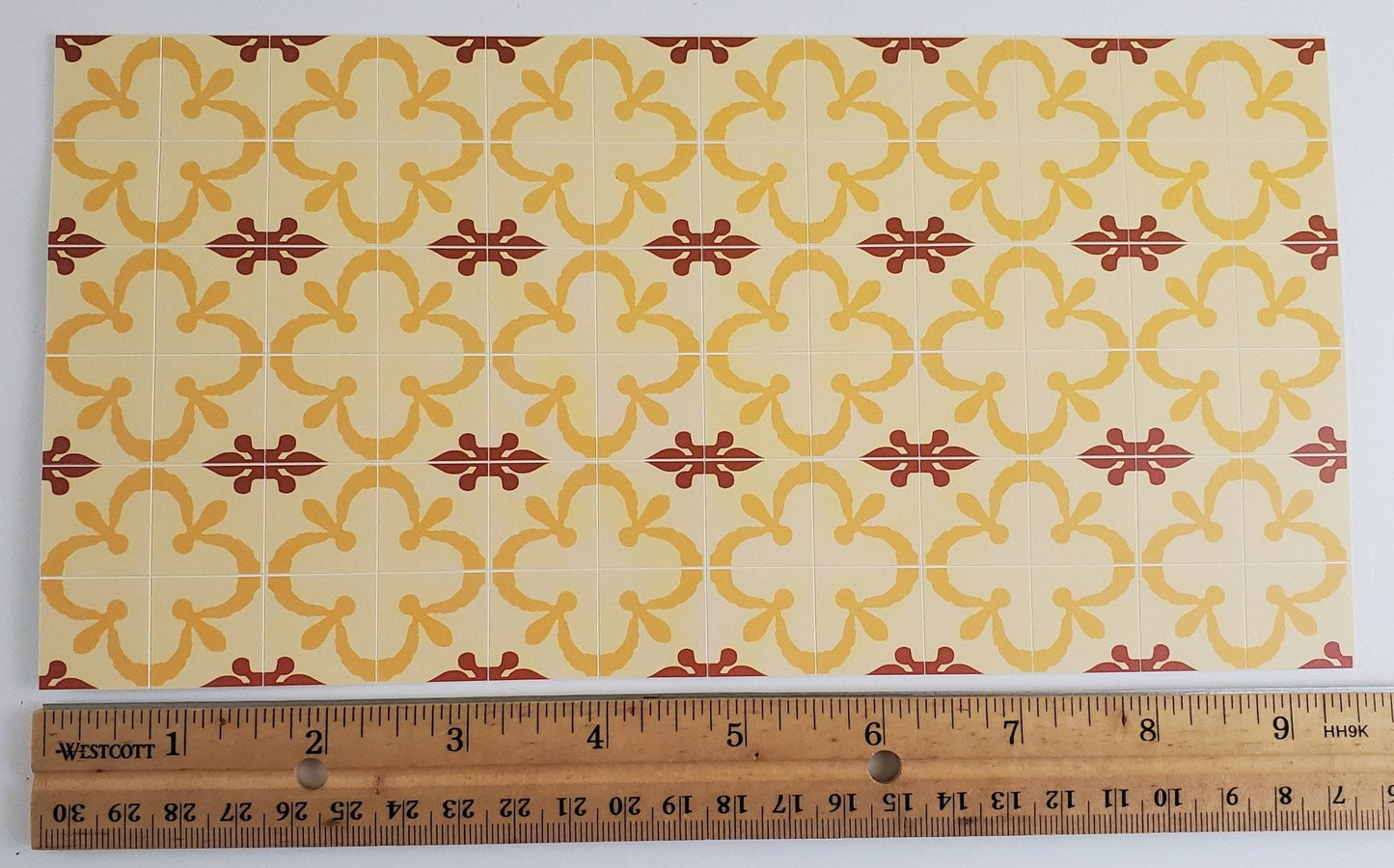 Dollhouse Miniature Tile Flooring Sheet Gold Maroon 1:12 Scale Break Off Pieces - Miniature Crush