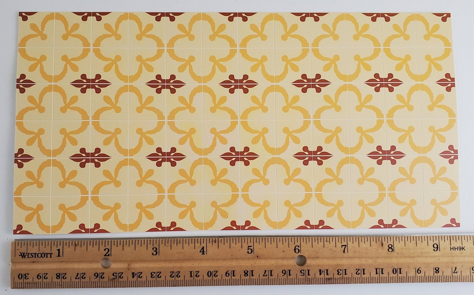 Dollhouse Miniature Tile Flooring Sheet Gold Maroon 1:12 Scale Break Off Pieces - Miniature Crush