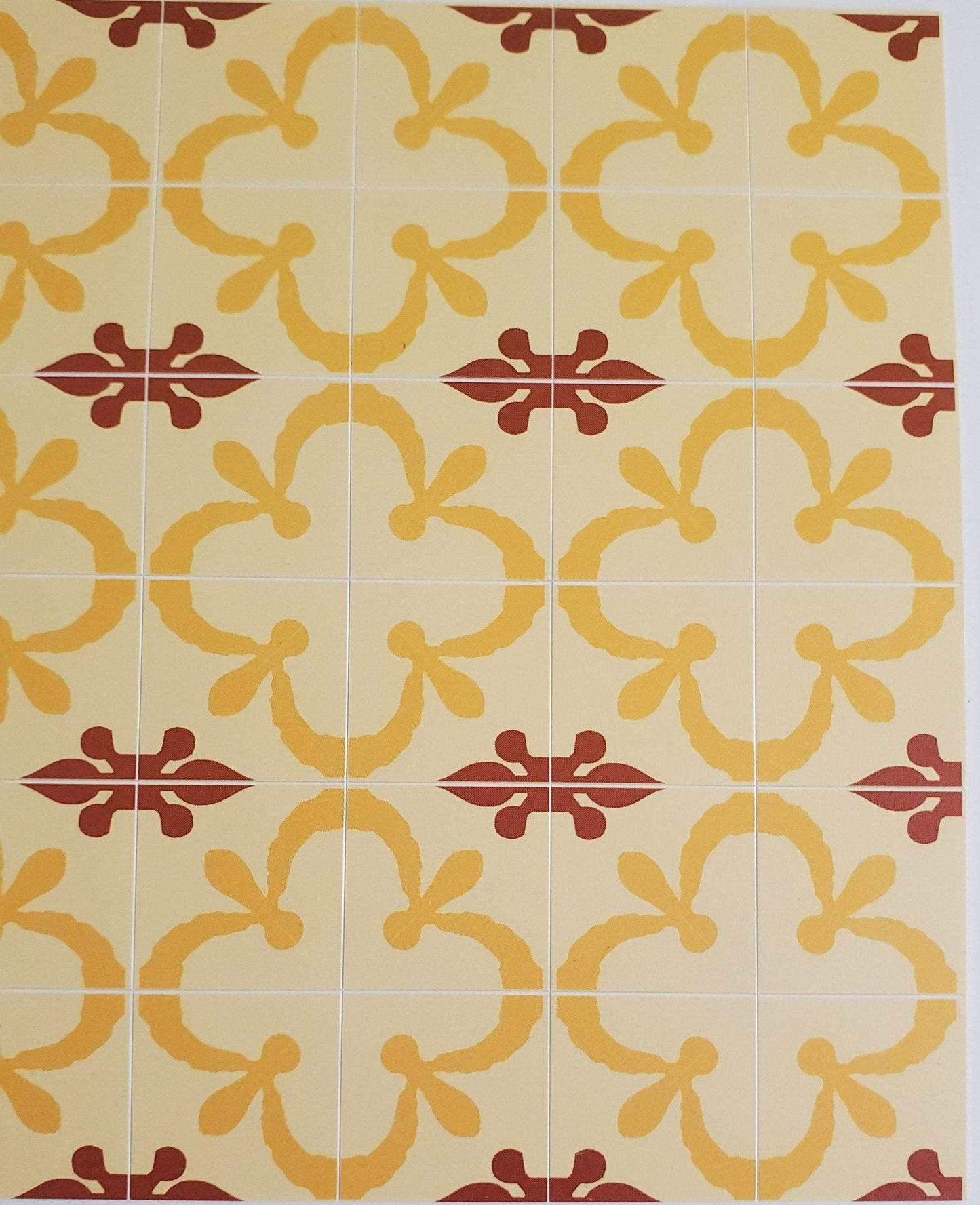 Dollhouse Miniature Tile Flooring Sheet Gold Maroon 1:12 Scale Break Off Pieces - Miniature Crush