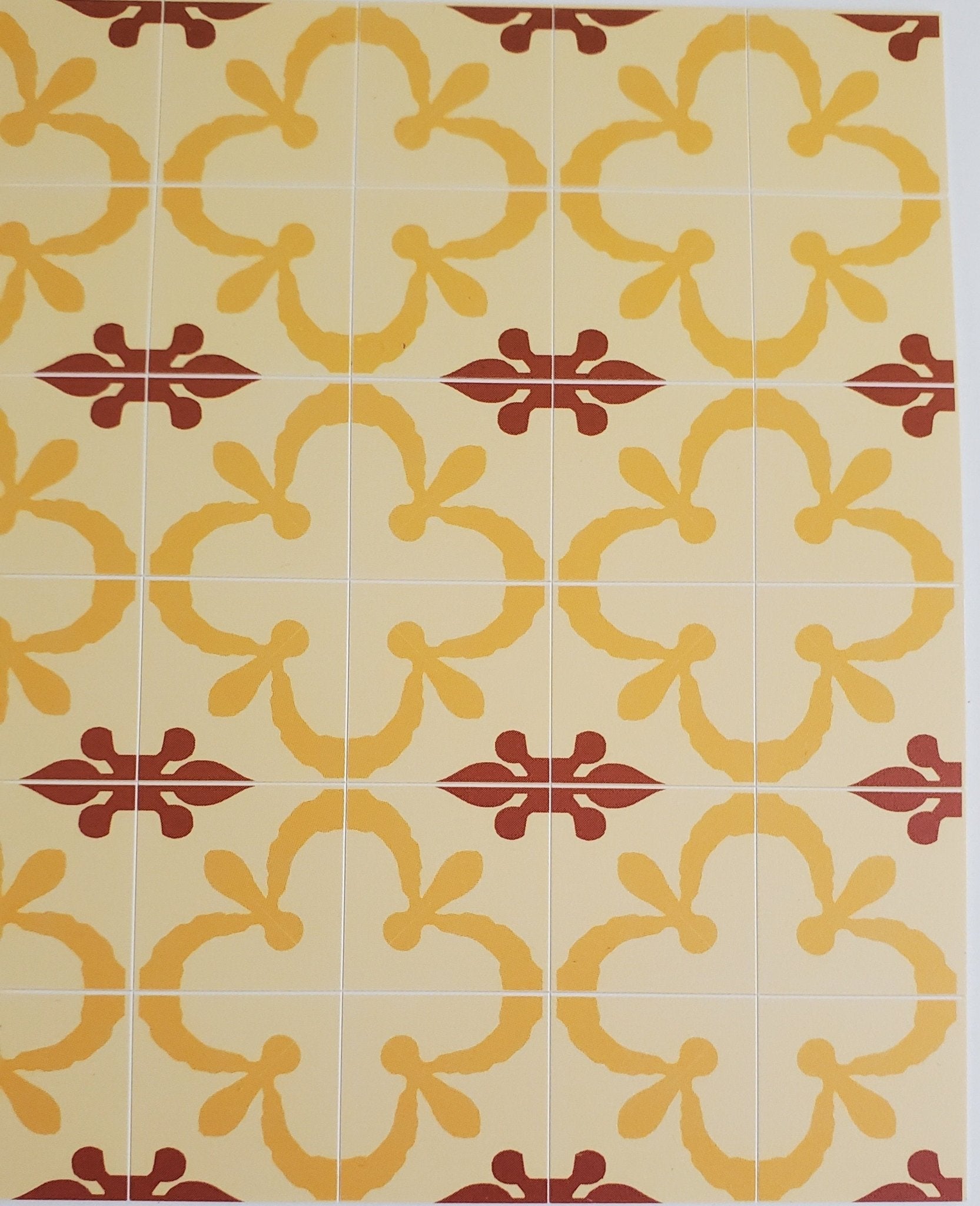 Dollhouse Miniature Tile Flooring Sheet Gold Maroon 1:12 Scale Break Off Pieces - Miniature Crush