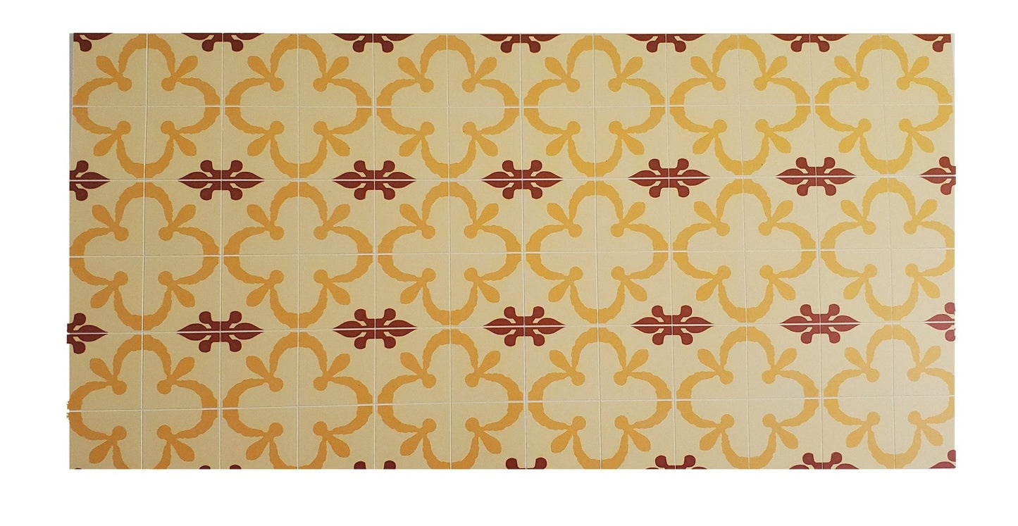 Dollhouse Miniature Tile Flooring Sheet Gold Maroon 1:12 Scale Break Off Pieces - Miniature Crush