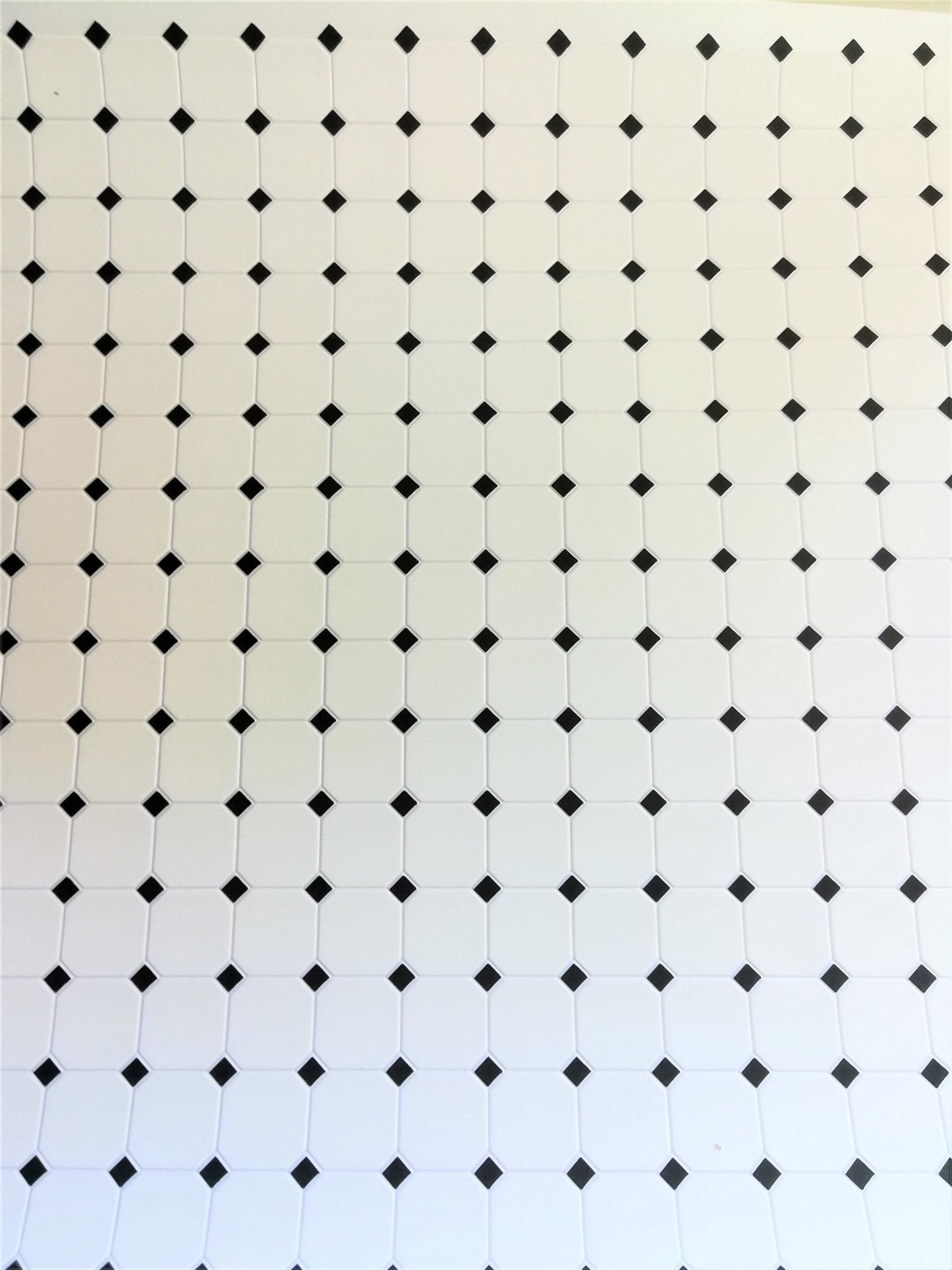 Dollhouse Miniature Tile Flooring White with Black Diamonds Embossed 1:12 Scale for Kitchen or Bathroom - Miniature Crush