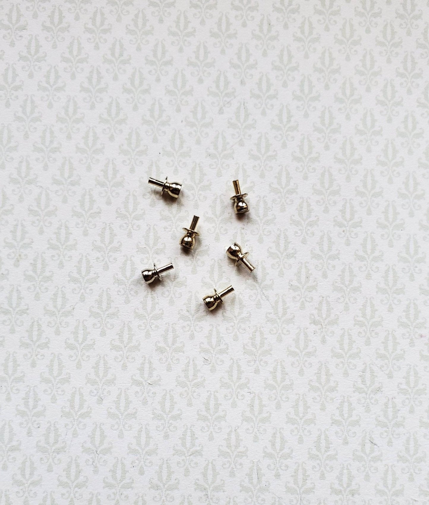 Dollhouse Miniature Tiny Gold Brass Knobs Drawer Pulls Set of 6 1:12 Scale Houseworks 1112 - Miniature Crush