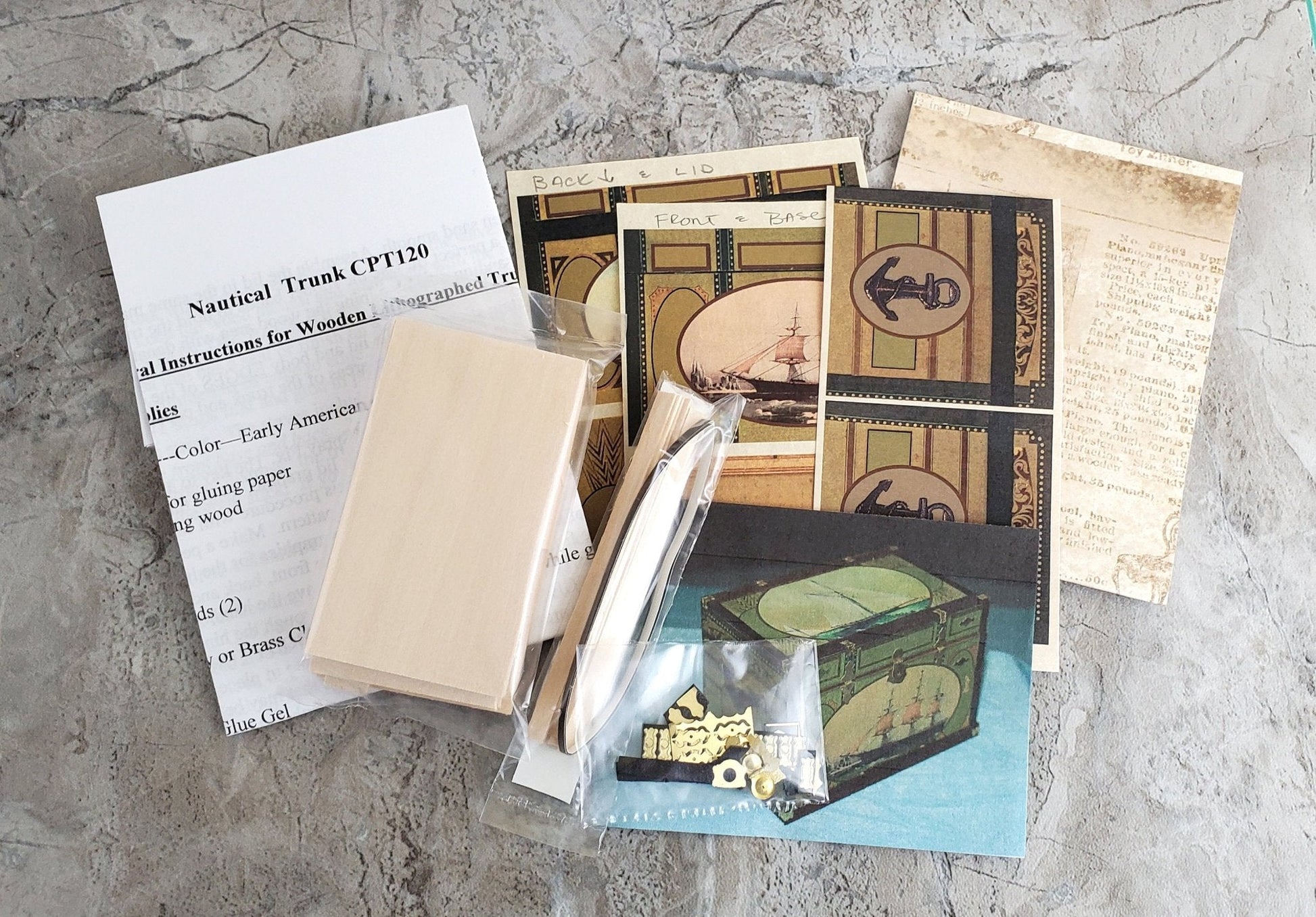 Dollhouse Miniature Trunk Kit Nautical Tall Ship Antique Style 1:12 Scale Furniture - Miniature Crush