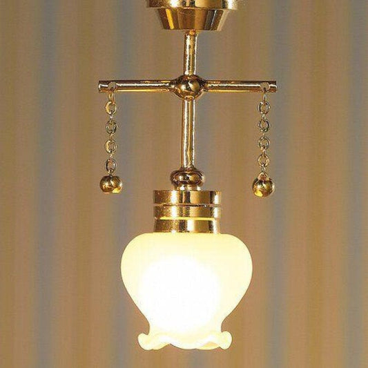 Dollhouse Miniature Tulip Ceiling Light Large Hanging Electric 1:12 Scale 12 Volt - Miniature Crush