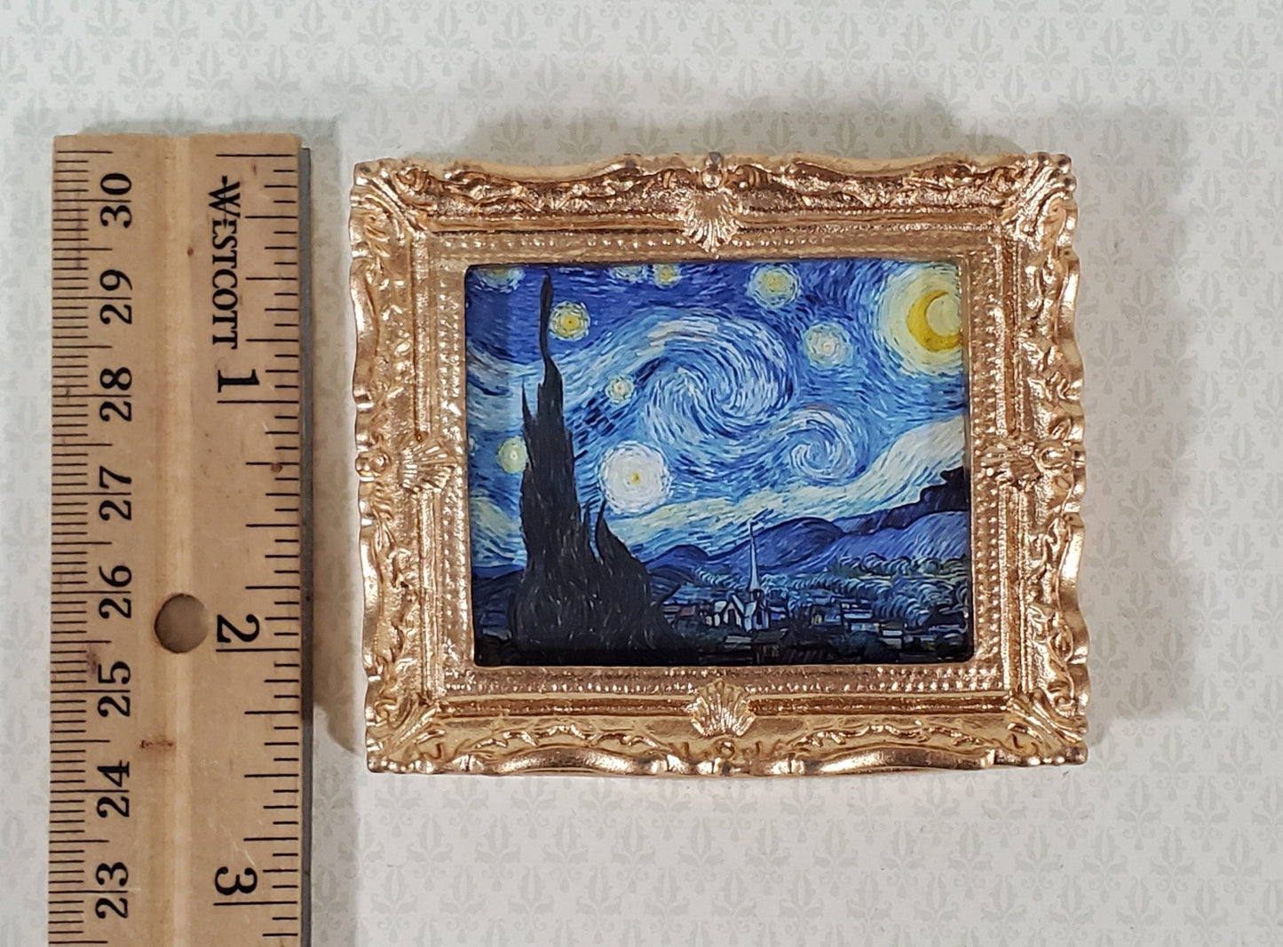 Dollhouse Miniature Van Gogh Starry Night Framed Print 1:12 Scale Handmade - Miniature Crush