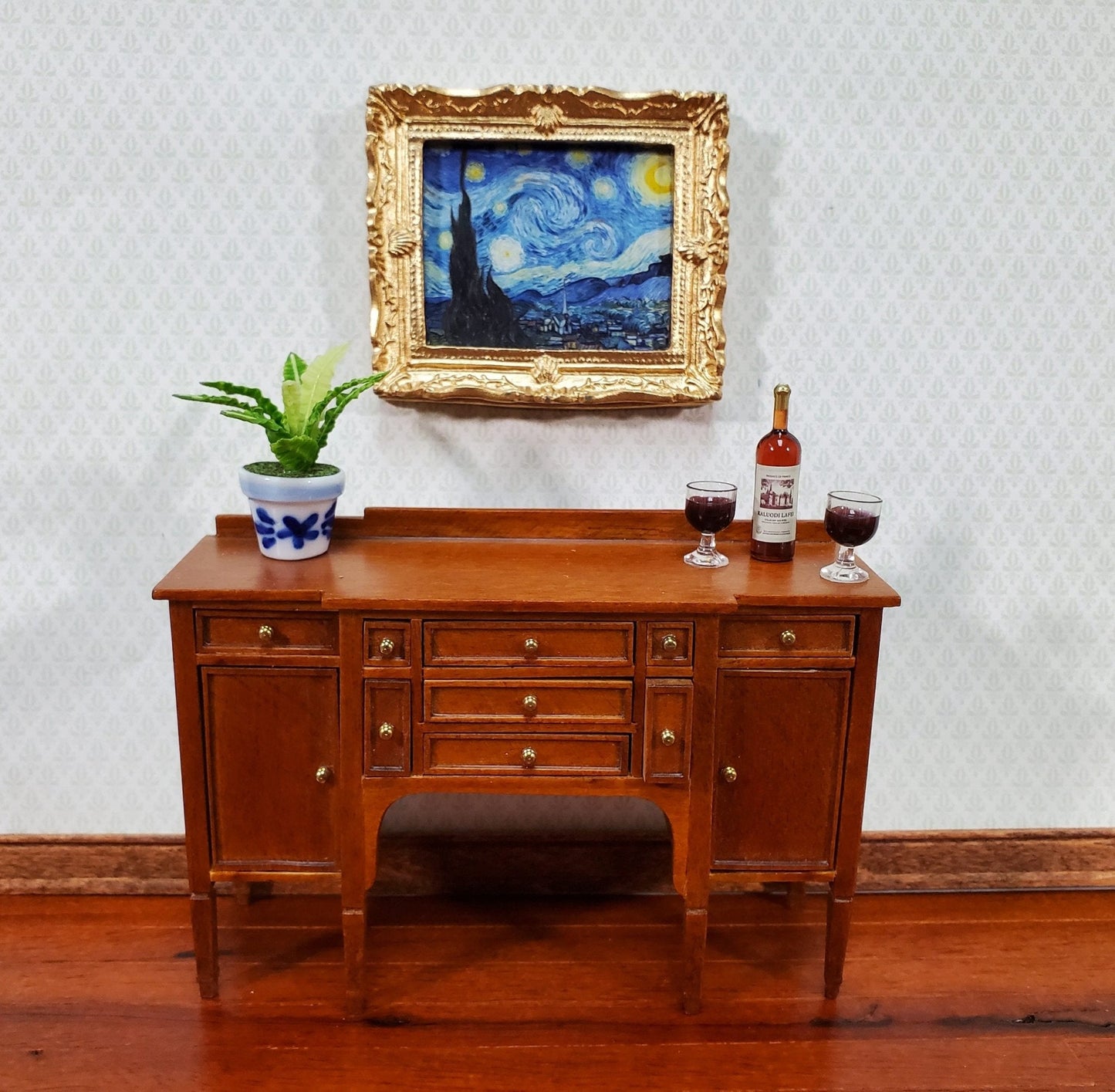 Dollhouse Miniature Van Gogh Starry Night Framed Print 1:12 Scale Handmade - Miniature Crush