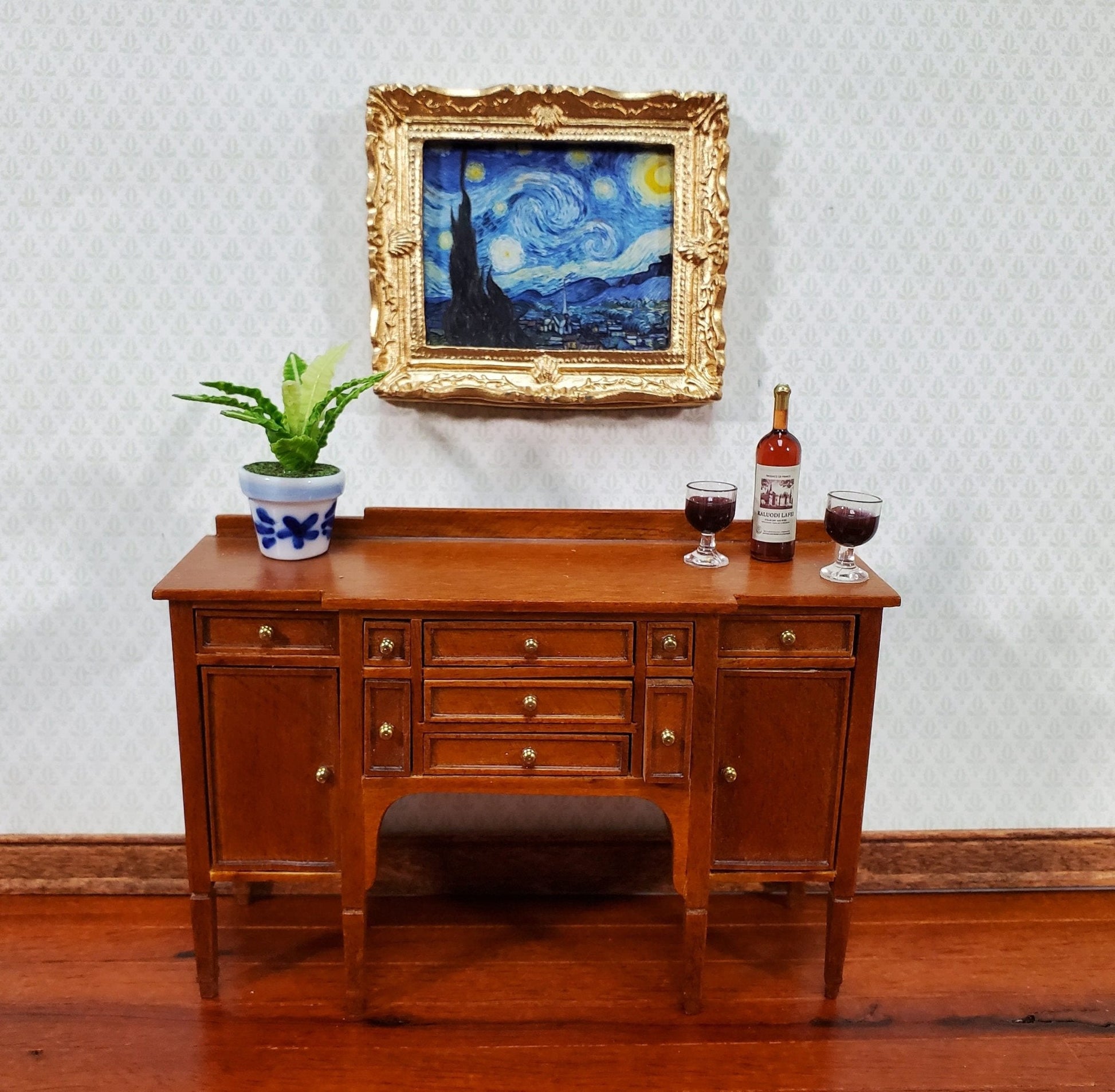 Dollhouse Miniature Van Gogh Starry Night Framed Print 1:12 Scale Handmade - Miniature Crush