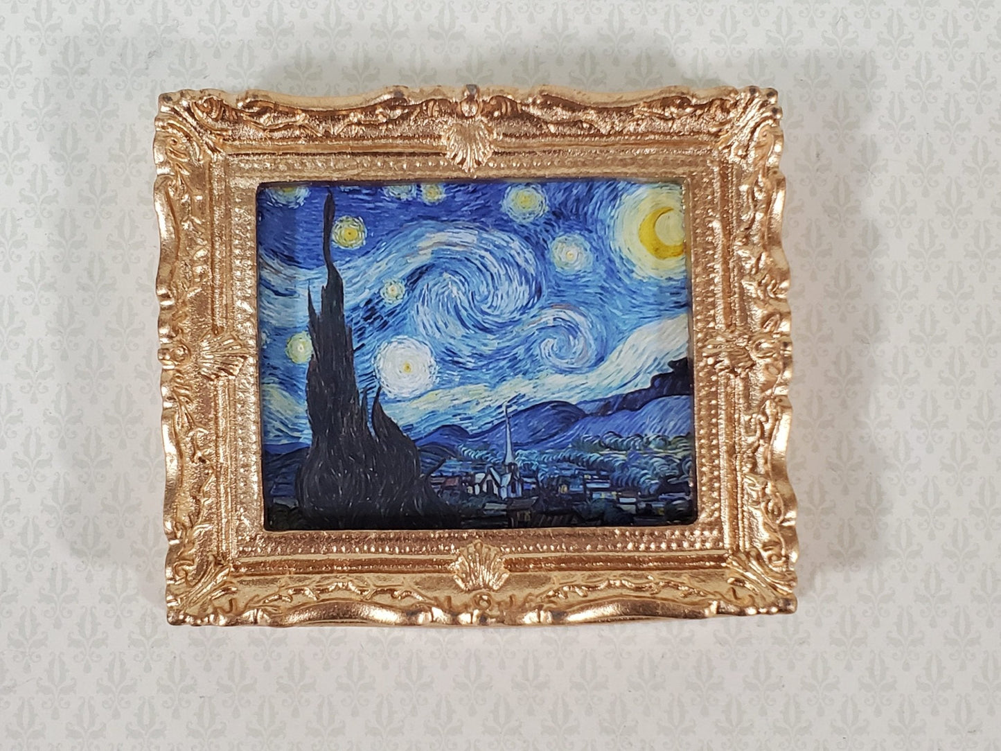 Dollhouse Miniature Van Gogh Starry Night Framed Print 1:12 Scale Handmade - Miniature Crush