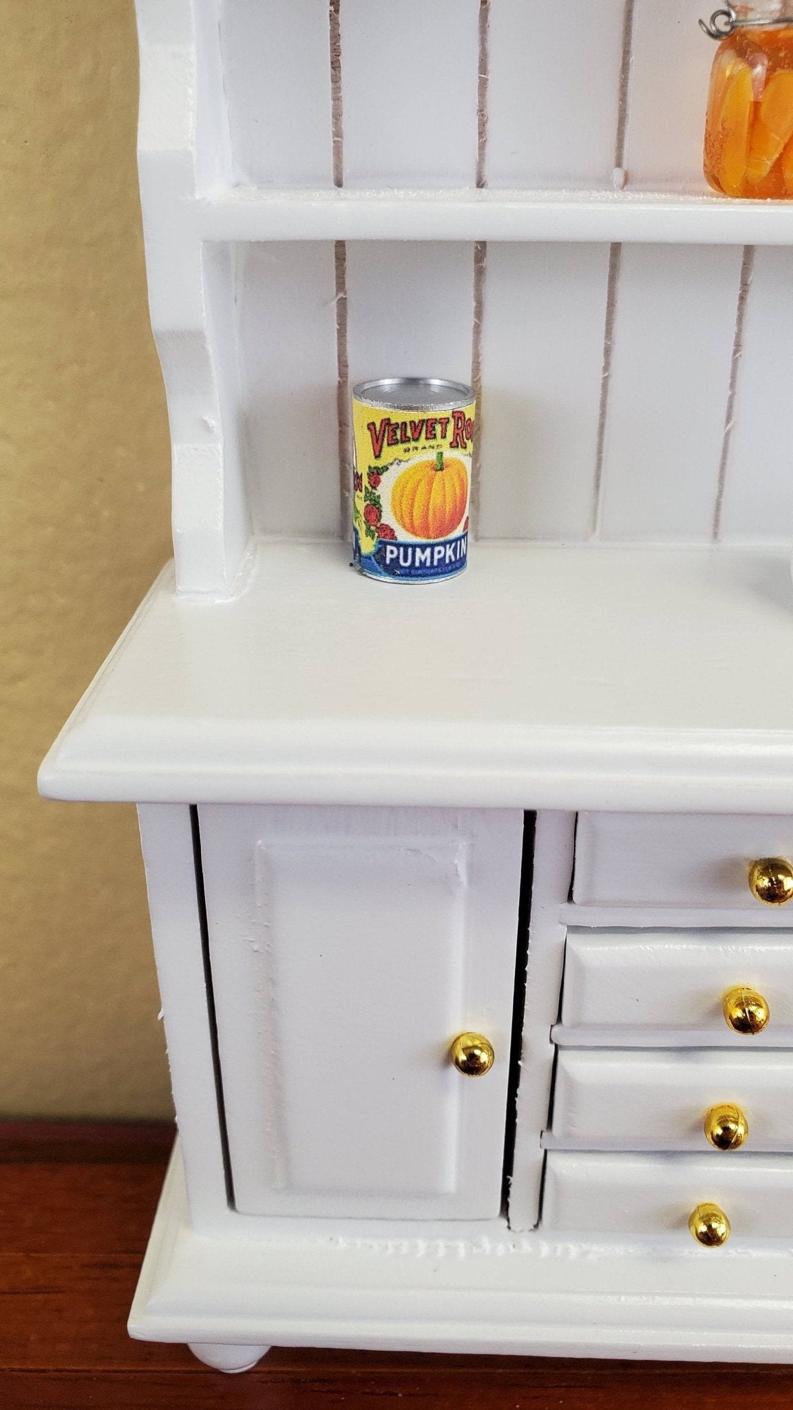 Dollhouse Miniature Velvet Rose Pumpkin Tin Can 1:12 Scale Kitchen Food - Miniature Crush