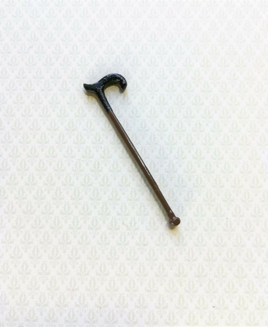 Dollhouse Miniature Walking Cane Metal Black & Brown 2 1/2" 1:12 Scale - Miniature Crush