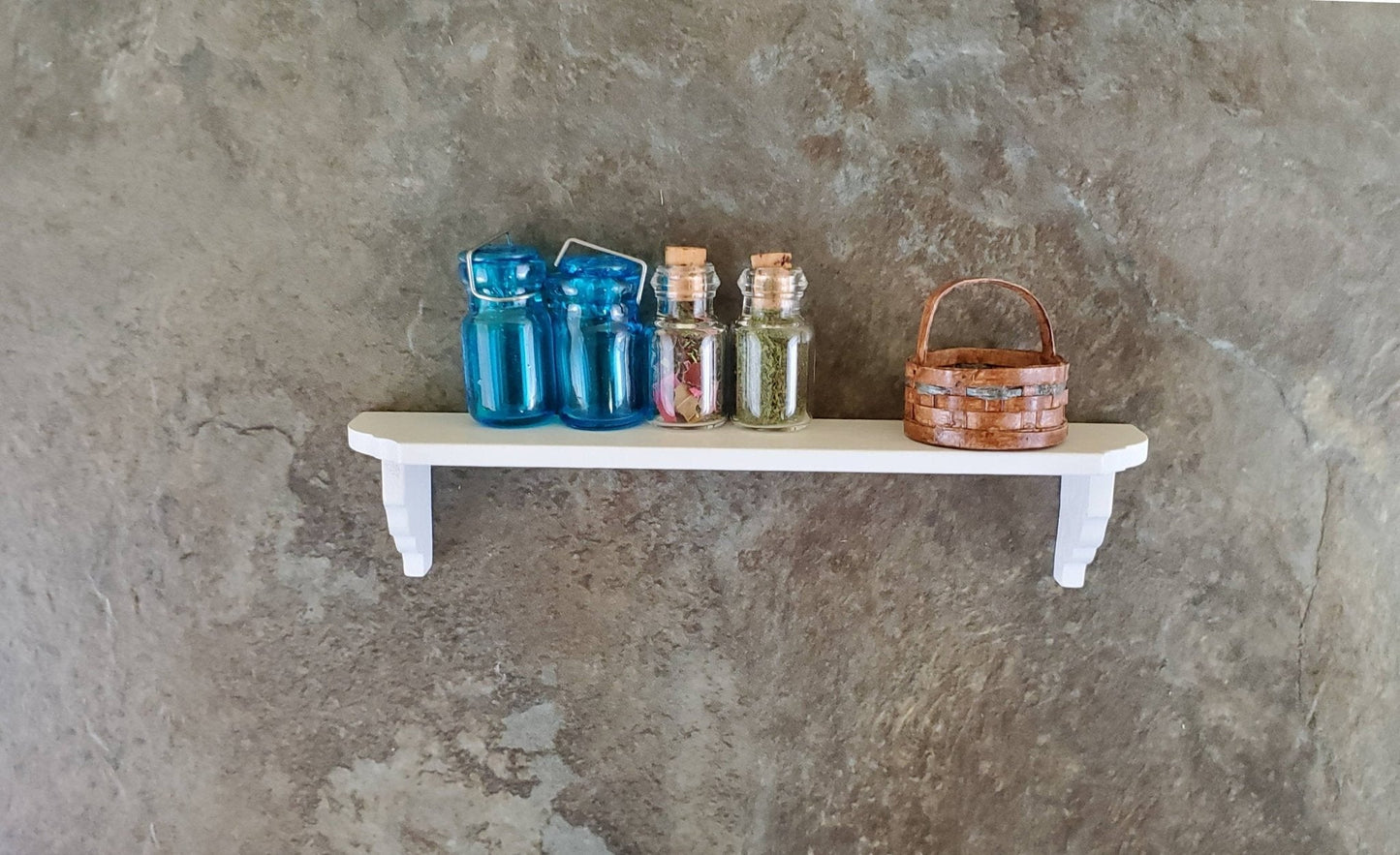 Dollhouse Miniature Wall Shelf Large White Wood 1:12 Scale 4 3/8" - Miniature Crush