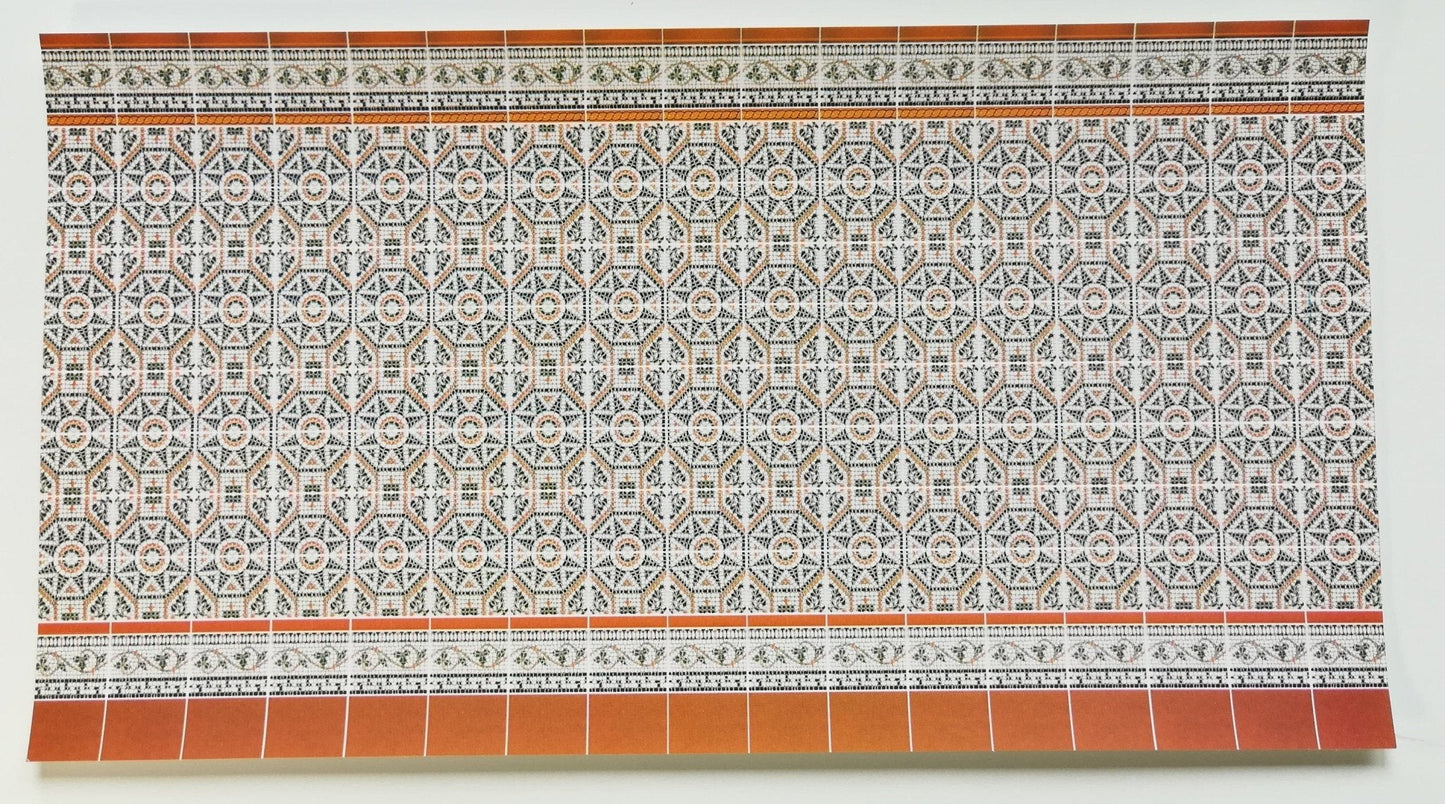 Dollhouse Miniature Wall Tiles Orange White Black Green Embossed 1:12 Scale World Model - Miniature Crush