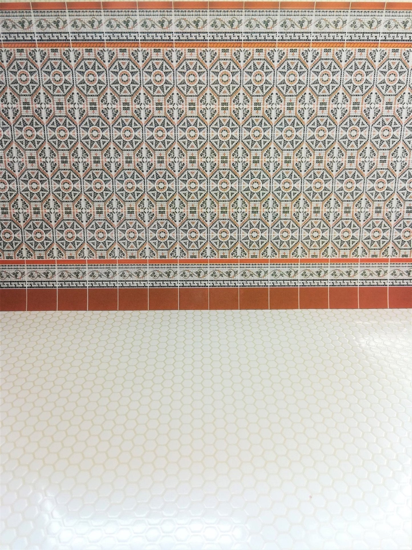 Dollhouse Miniature Wall Tiles Orange White Black Green Embossed 1:12 Scale World Model - Miniature Crush