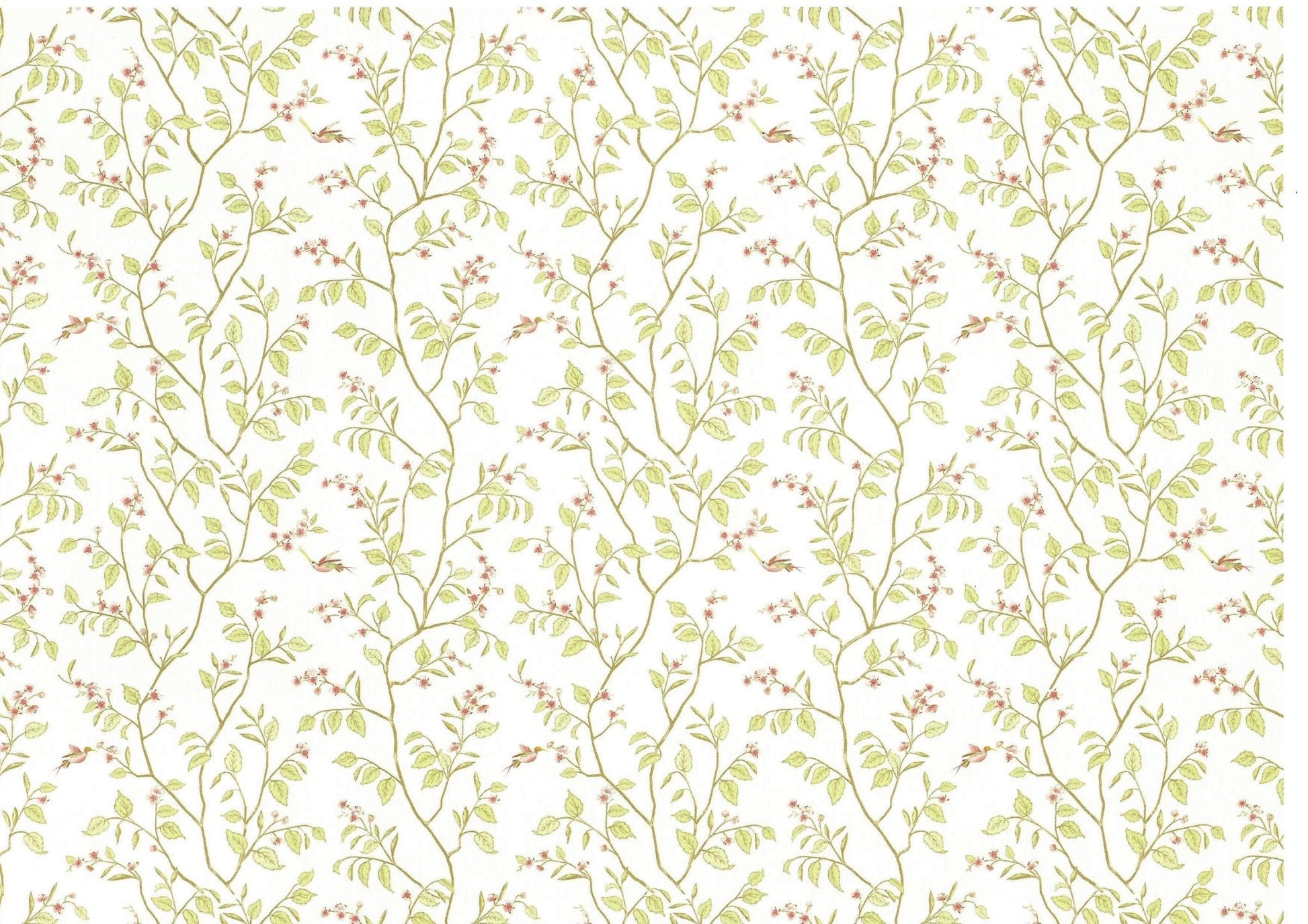 Dollhouse Miniature Wallpaper Brodnax Green & Cream Leaves "Cherry Blossom" 1:12 Scale - Miniature Crush