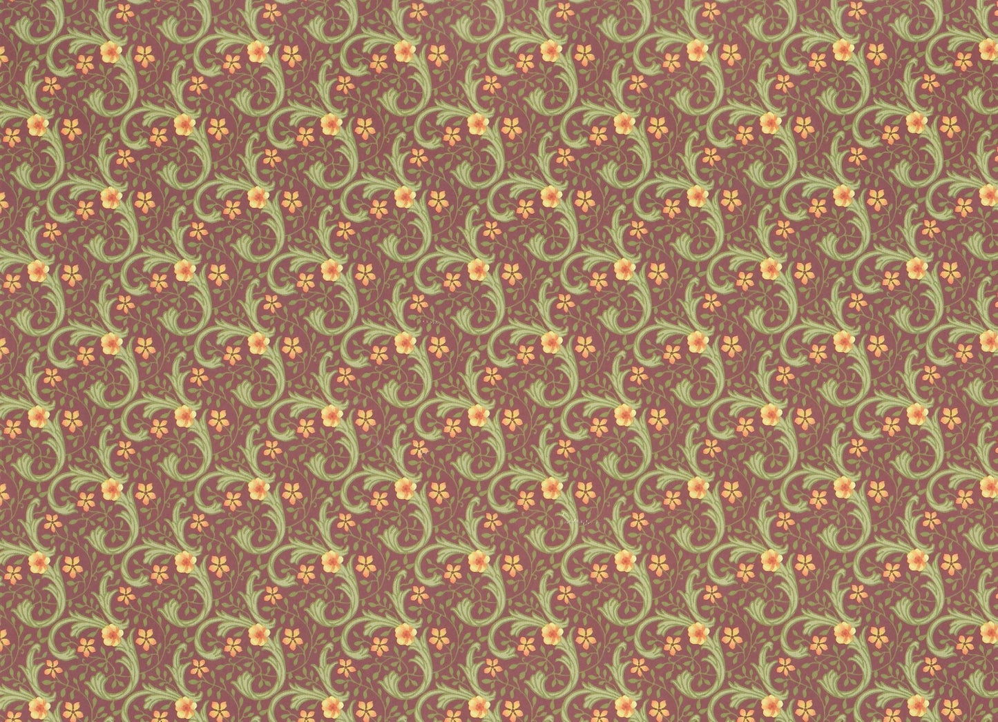 Dollhouse Miniature Wallpaper Brodnax Victorian Ravenhurst Maroon and Green 1:12 Scale - Miniature Crush
