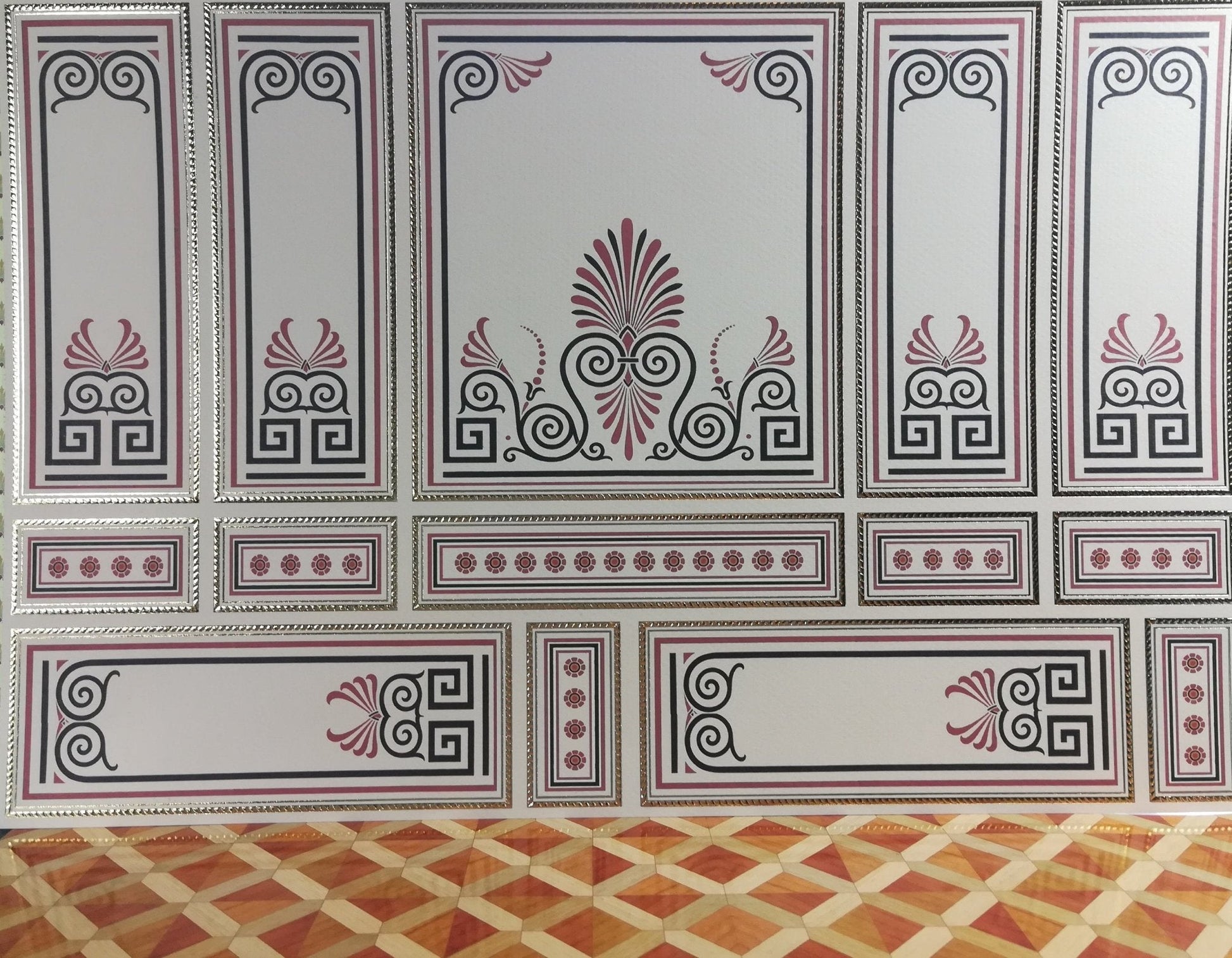 Dollhouse Miniature Wallpaper World Model Art Deco Wall Panels 1:12 Scale Pale Pink Textured - Miniature Crush