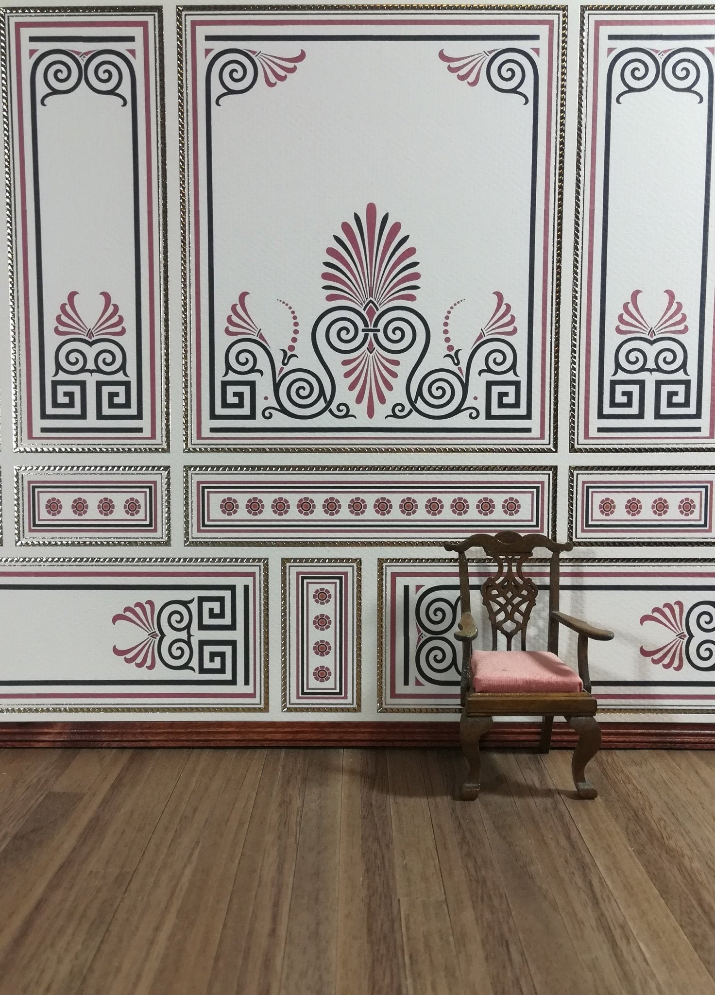 Dollhouse Miniature Wallpaper World Model Art Deco Wall Panels 1:12 Scale Pale Pink Textured - Miniature Crush
