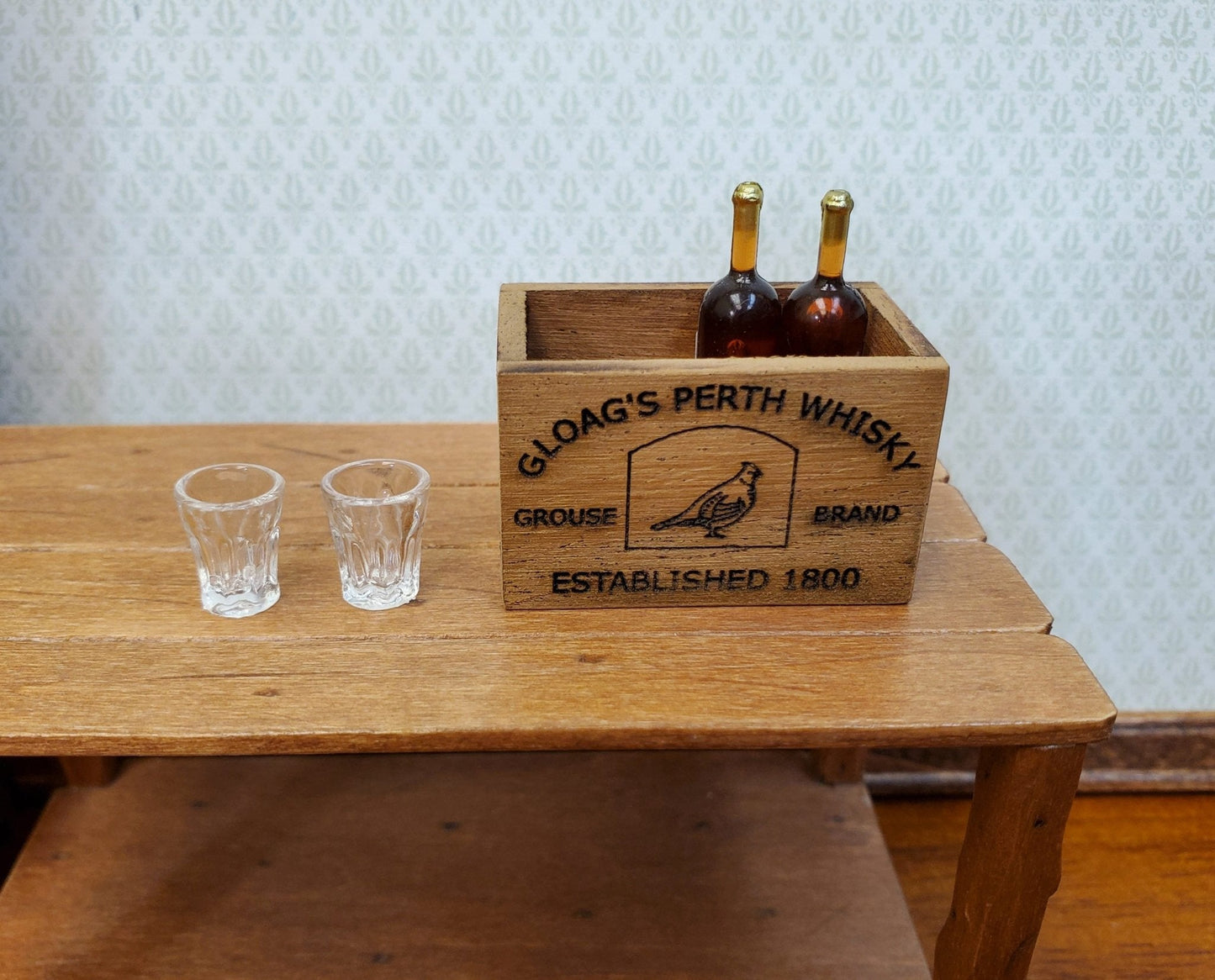 Dollhouse Miniature Whiskey Crate Gloag's Perth Whisky Vintage Style 1:12 Scale Handmade - Miniature Crush