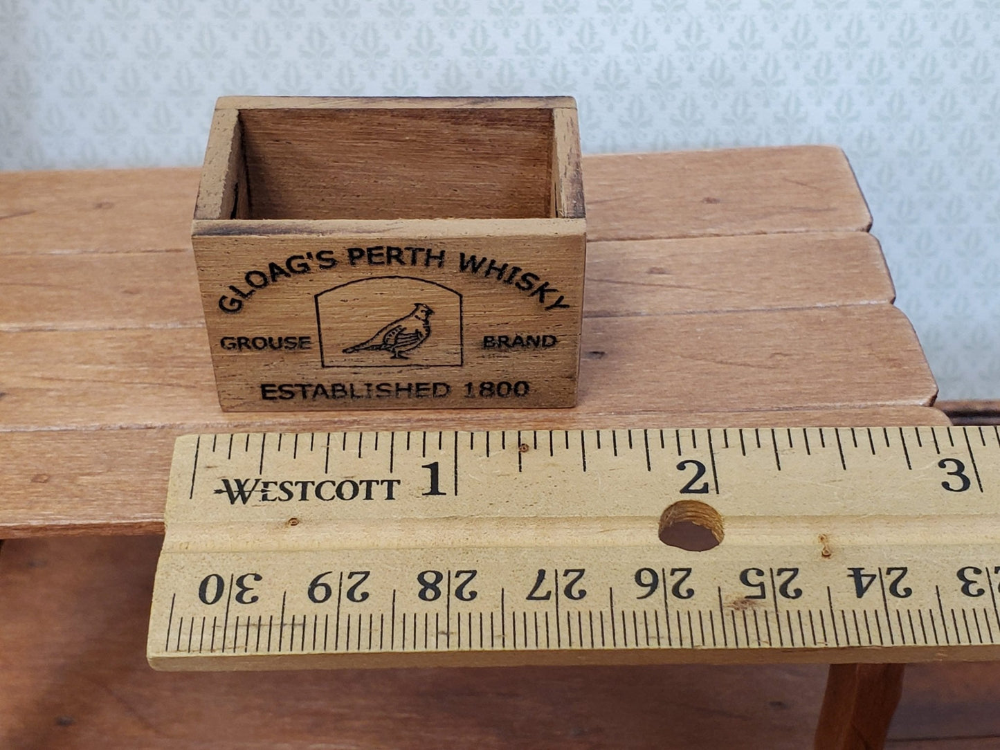 Dollhouse Miniature Whiskey Crate Gloag's Perth Whisky Vintage Style 1:12 Scale Handmade - Miniature Crush