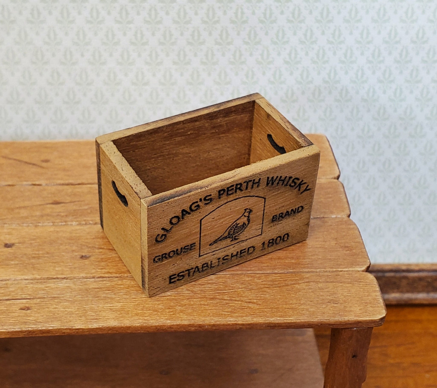 Dollhouse Miniature Whiskey Crate Gloag's Perth Whisky Vintage Style 1:12 Scale Handmade - Miniature Crush