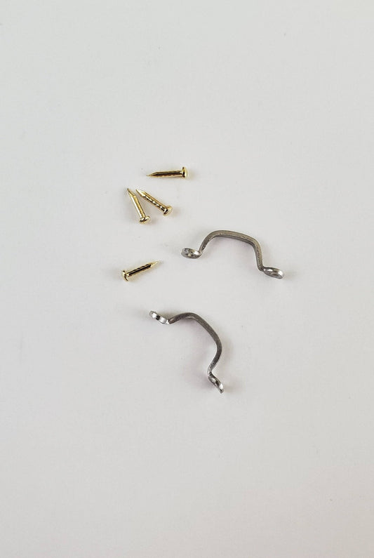 Dollhouse Miniature Window Handles or Drawer Pulls 2 Pieces 1:12 Scale Silver - Miniature Crush